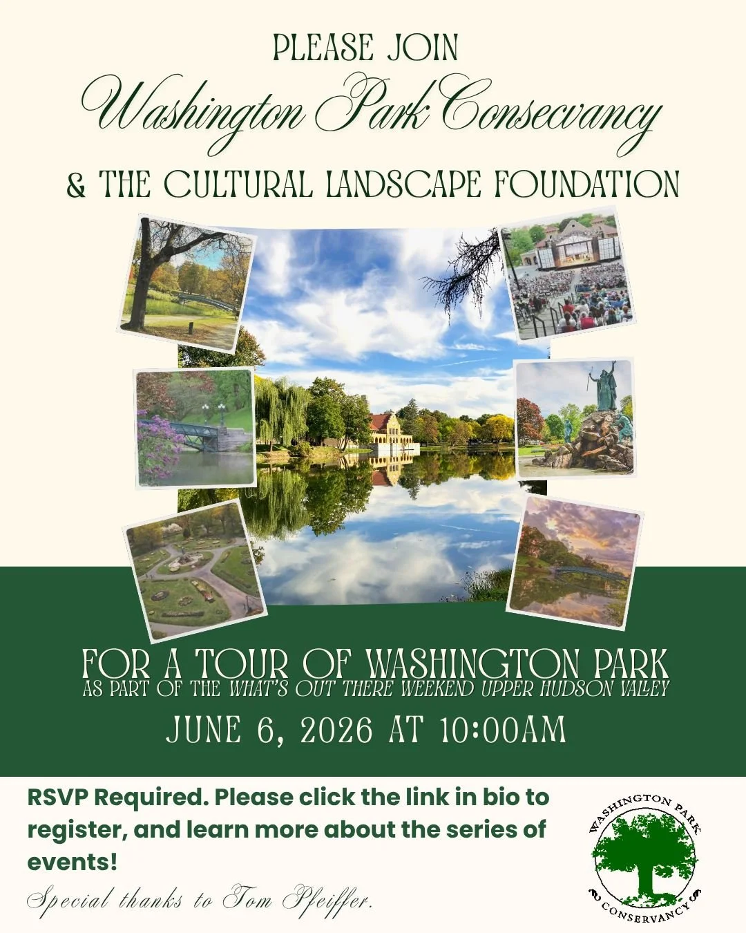 Join the Washington Park Conservancy and @tclfdotorg for a FREE tour of Washington Park, part
of What&rsquo;s Out There Weekend Upper Hudson Valley, happening this June 6-7. Registration required.