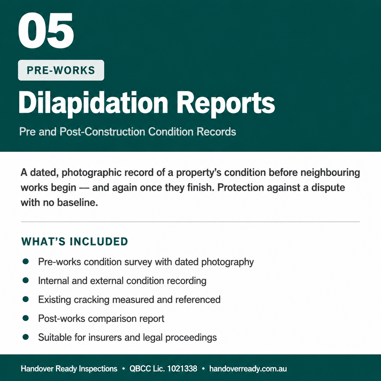 Dilapidation Reporting each