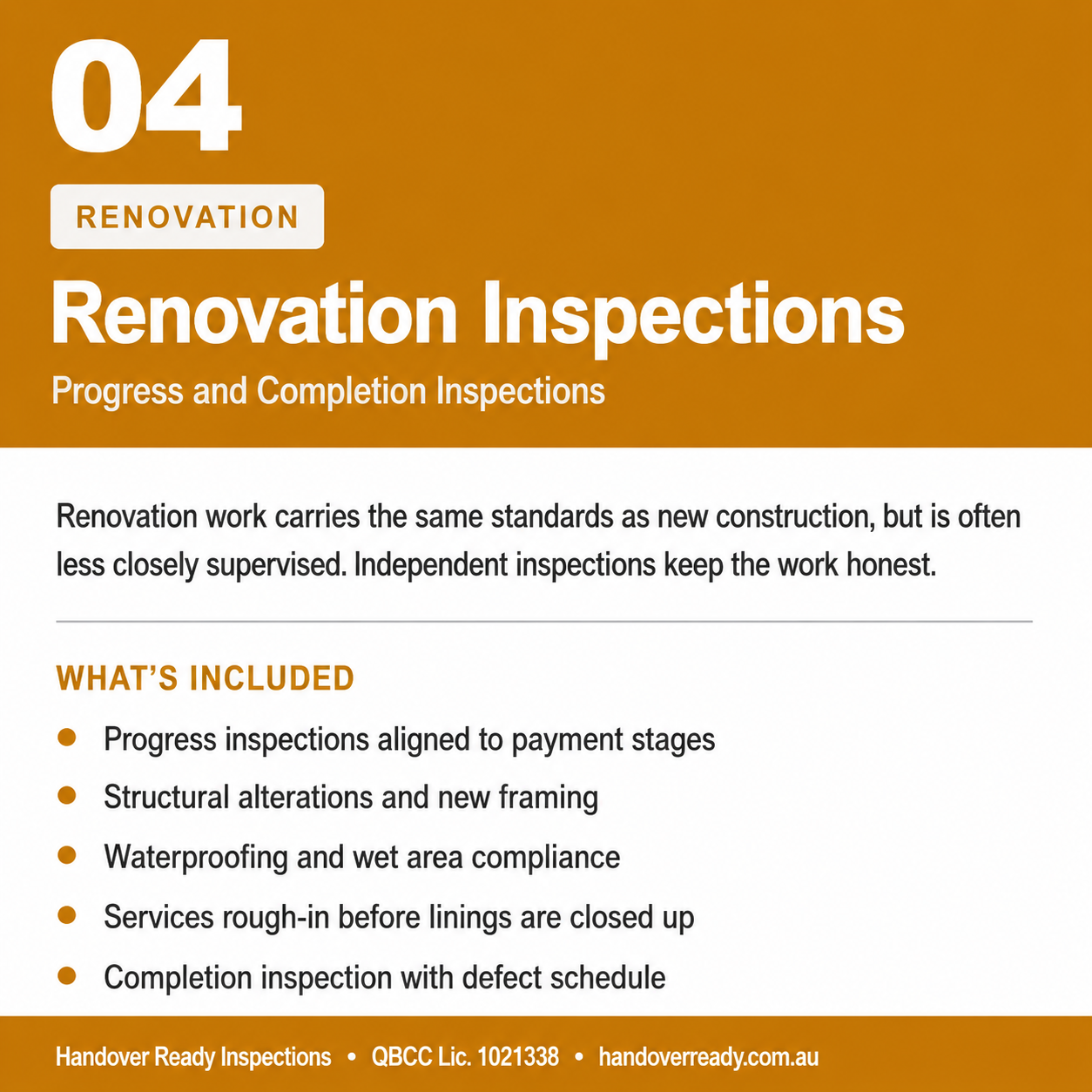 Renovation Inspection; $475.00 each