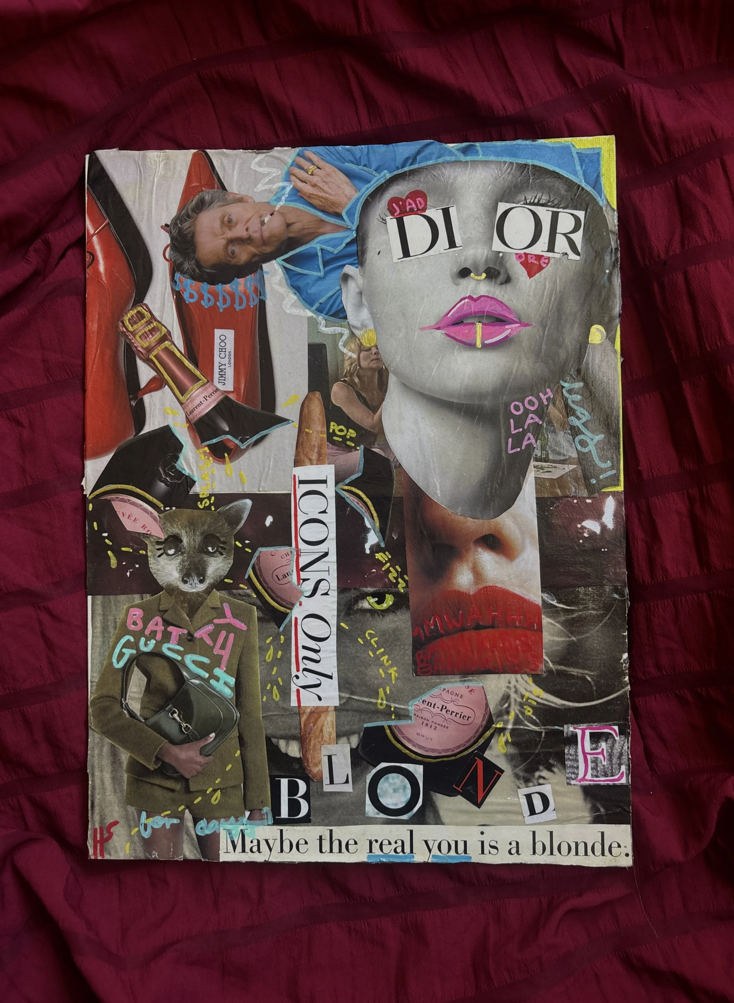 FETCHING, 2024. Vintage mixed media on canvas.