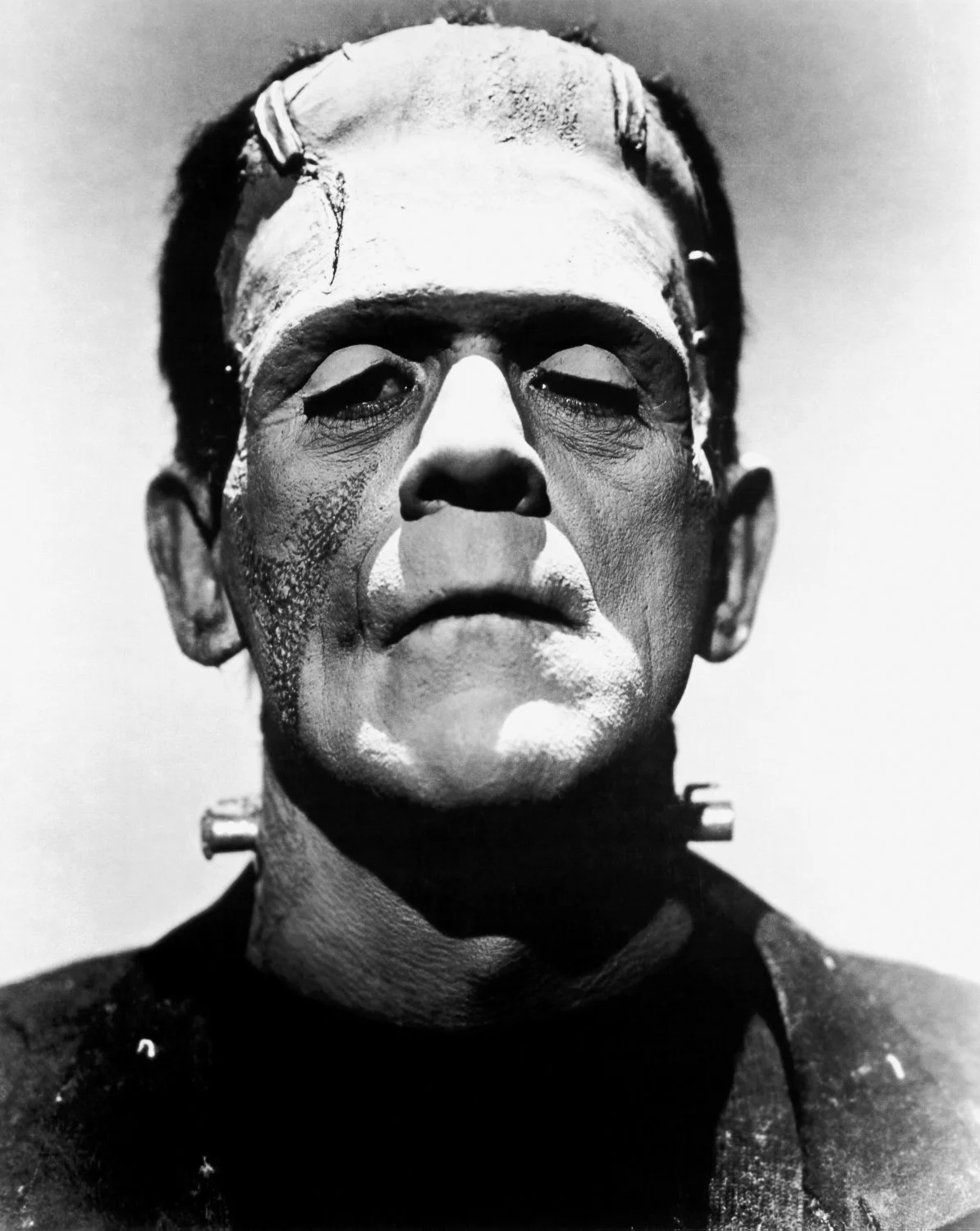 Boris Karloff, as the original Frankenstein, with an expressionless face. While the special effects of the day might seem crude by the standards of today, the character highlights the enduring validity of pure ingenuity.
