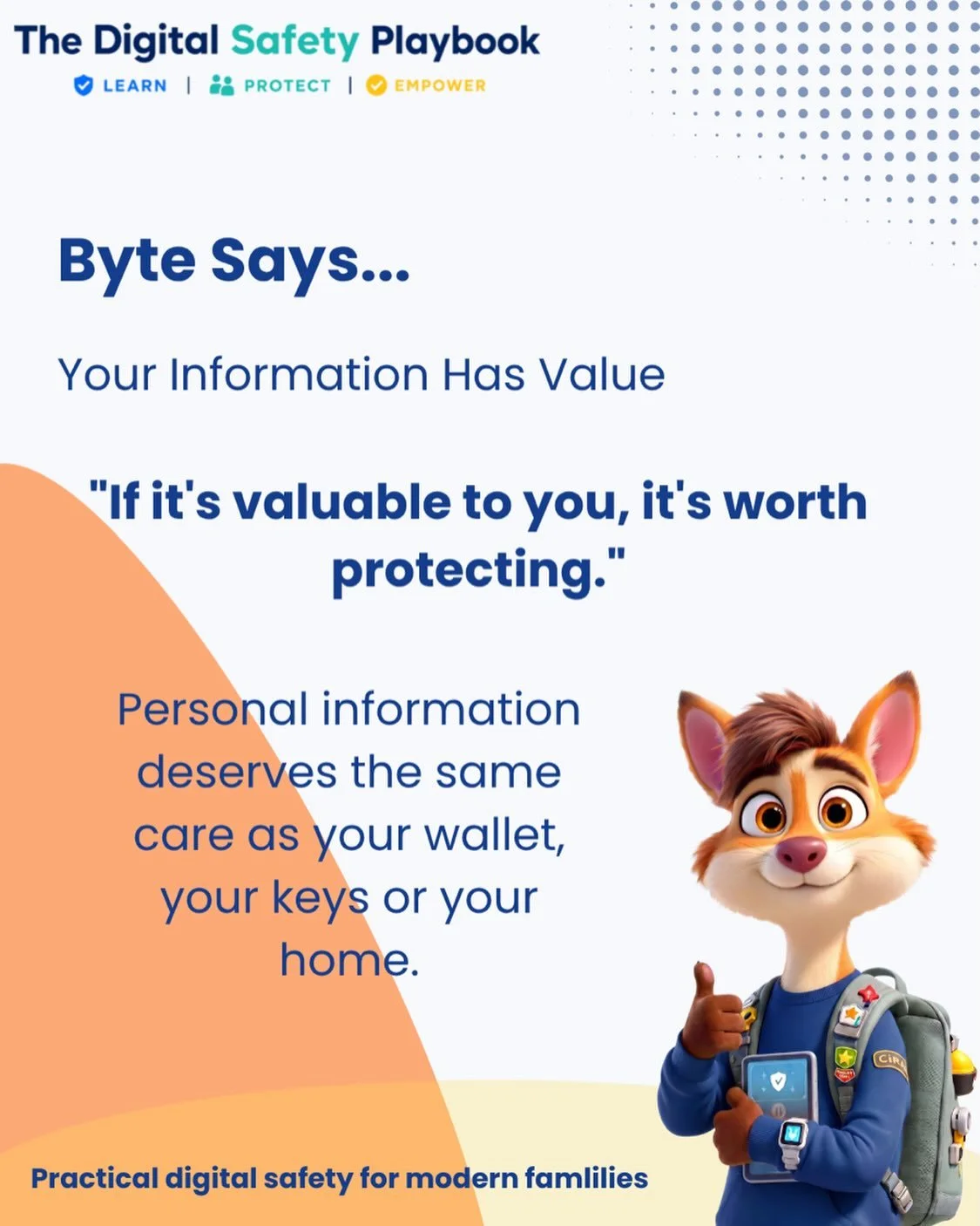 We teach children to protect their wallet, their keys and their home. Personal information deserves the same care.
Teach children to recognise the value of their personal information, so they know why it&rsquo;s worth protecting.

#digitalsafety #onl