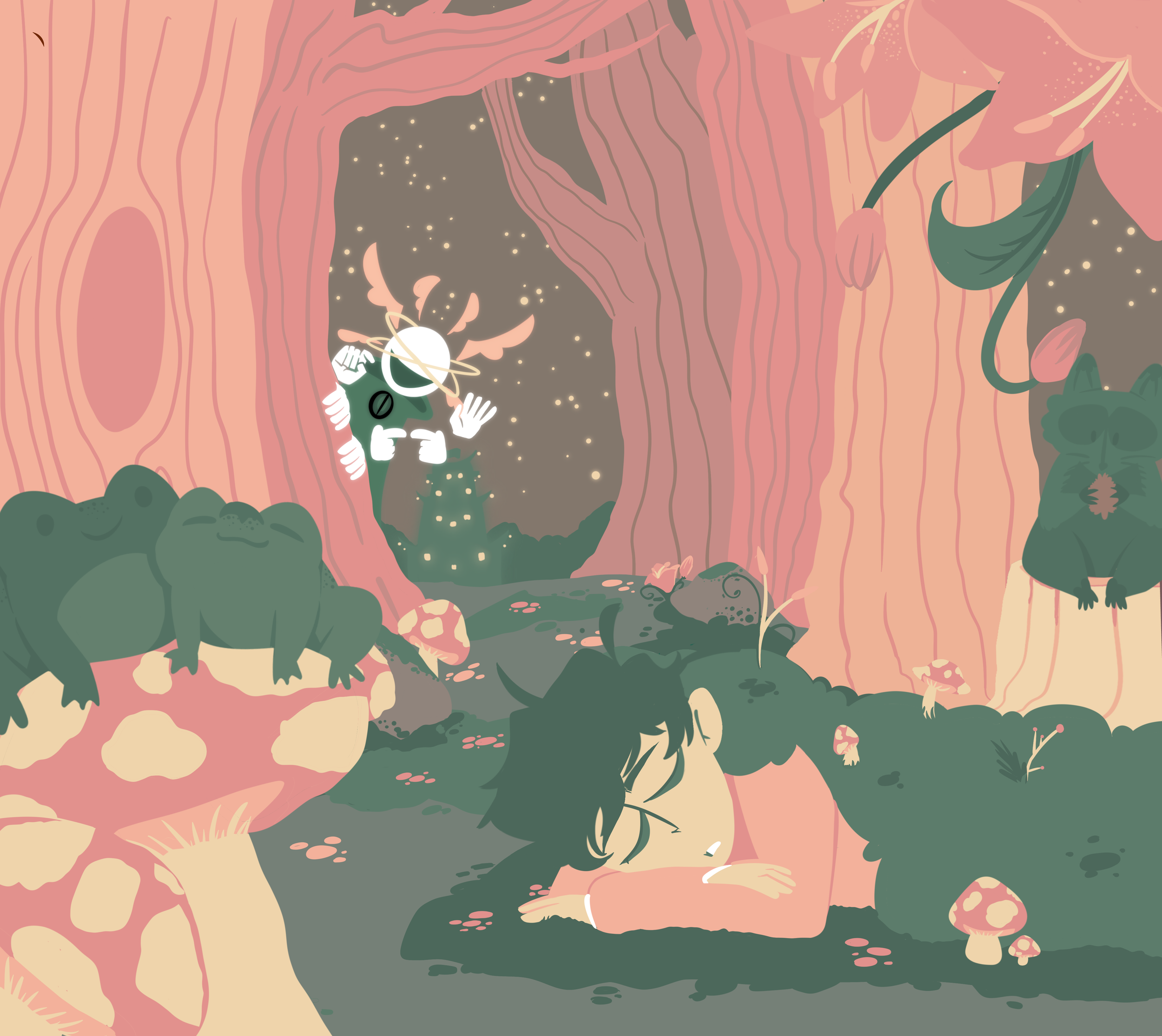 Digital Illustration Project - Create a landscape illustration using one from a set of chosen color palettes. Use the space to create a clear foreground, middle ground, and background.