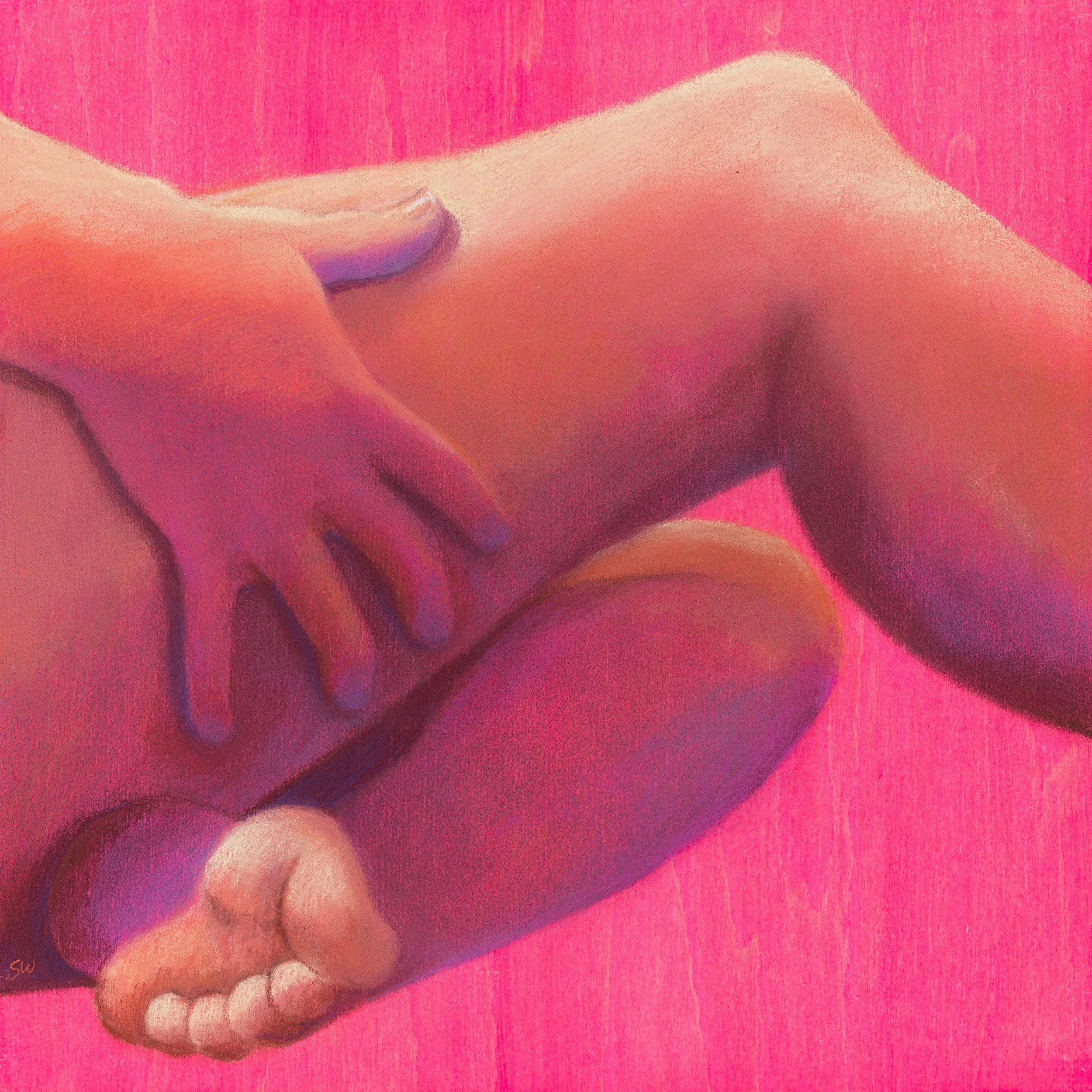 What if he has written mine on my upper thigh/
30cm x 30cm/
wooden canvas board, acrylic paint, pastel primer, pastel pencil/

Photo Credit : James Field