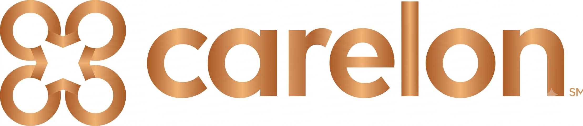 The logo for Carelon, featuring a stylized intertwined circle design and the word "carelon" in a copper-colored font.