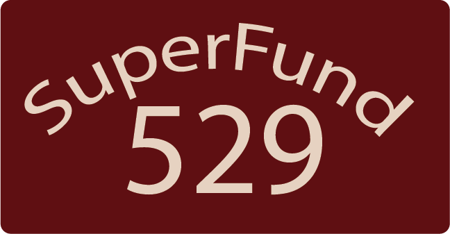 Maroon background with the text 'SuperFun 529' written in large, curved font.