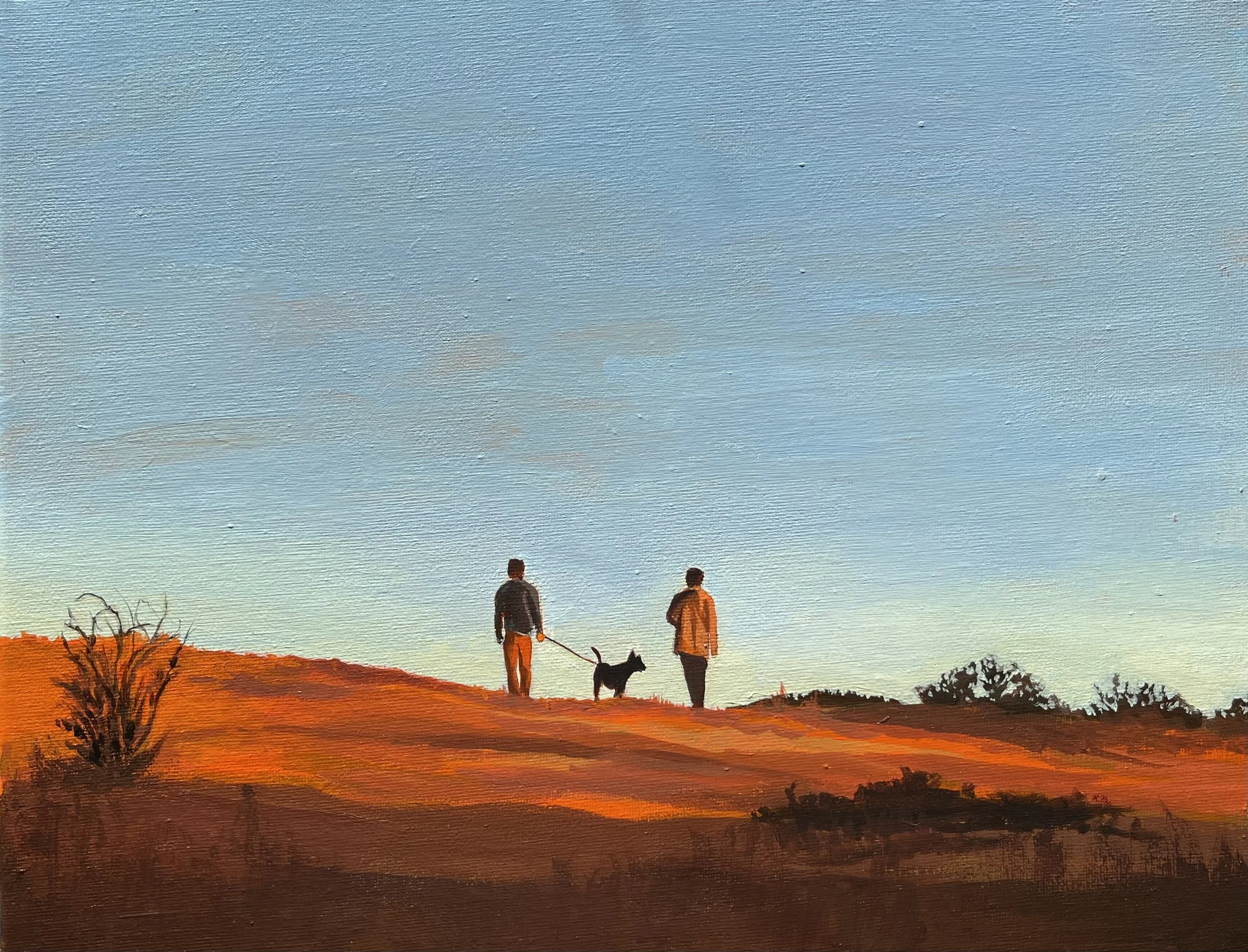 Sunset Walk, Acrylic paint on stretched canvas, 14x11x0.5 inches, 2025