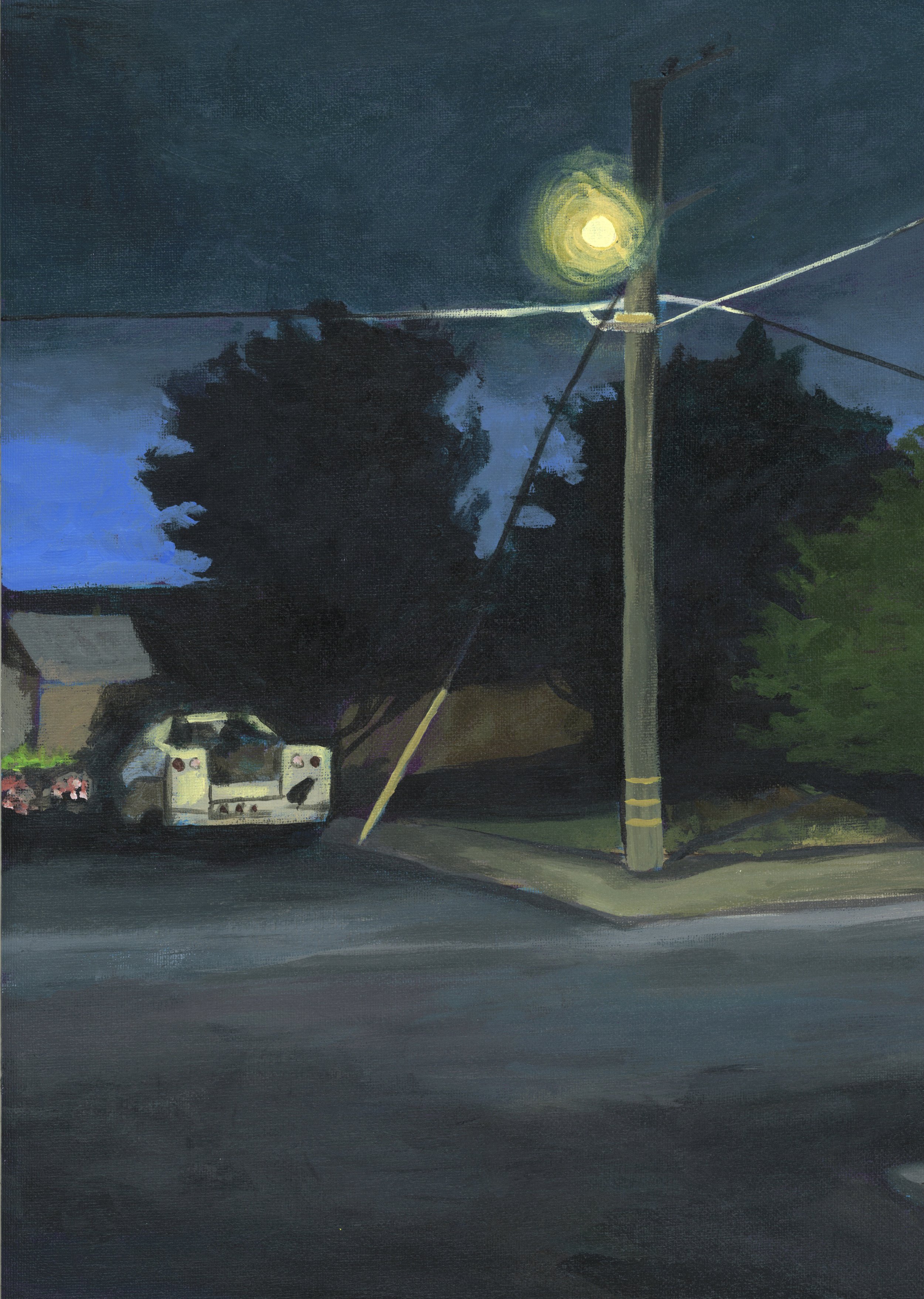 12th And J, Acrylic paint on canvas sheet, 12x16 inches, 2022
