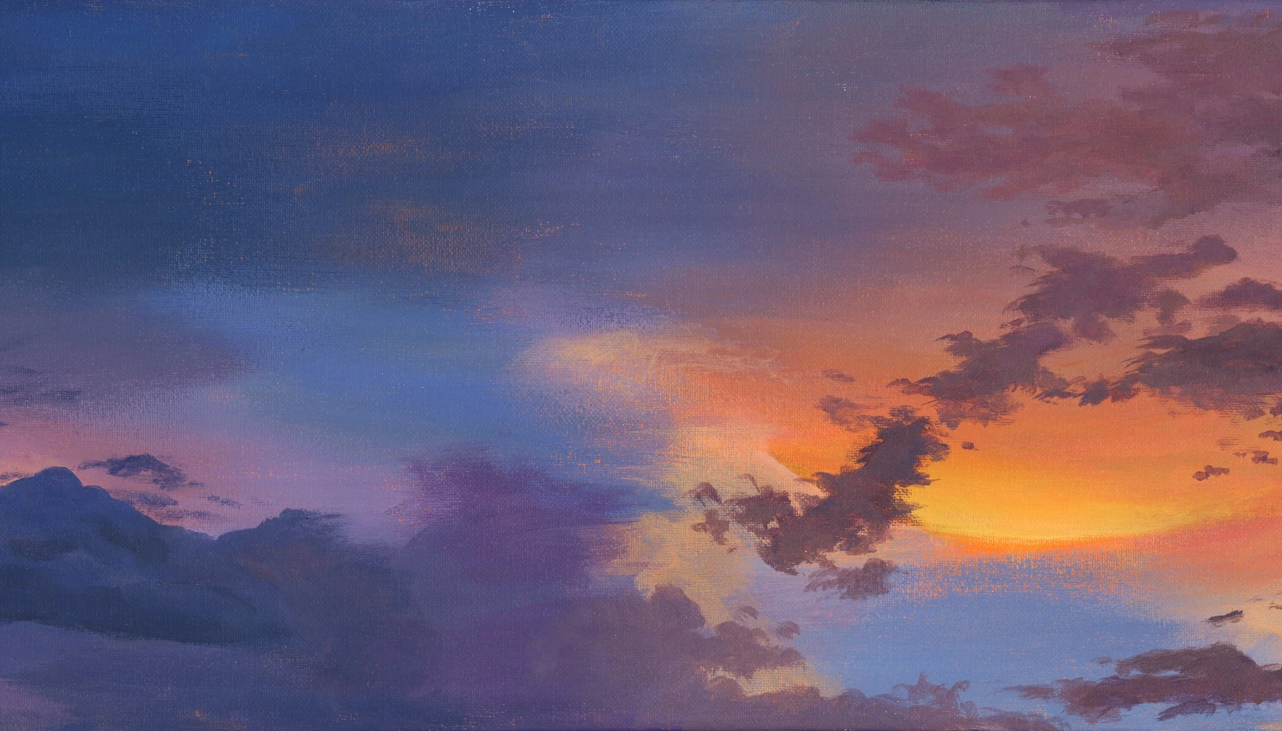Cloudscape, Acrylic paint on stretched canvas, 20x10x0.5 inches, 2025