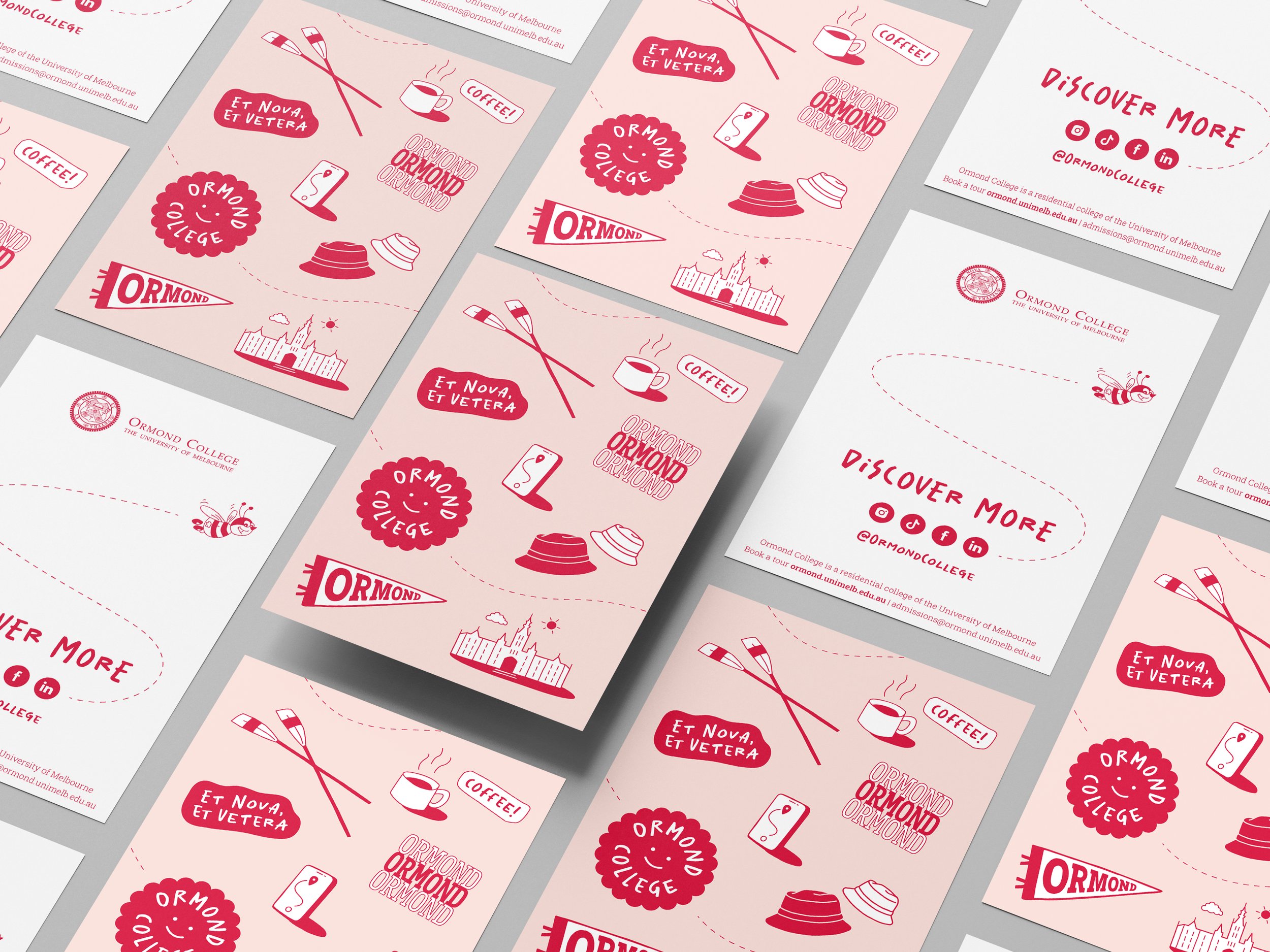 Ormond College postcard graphic design