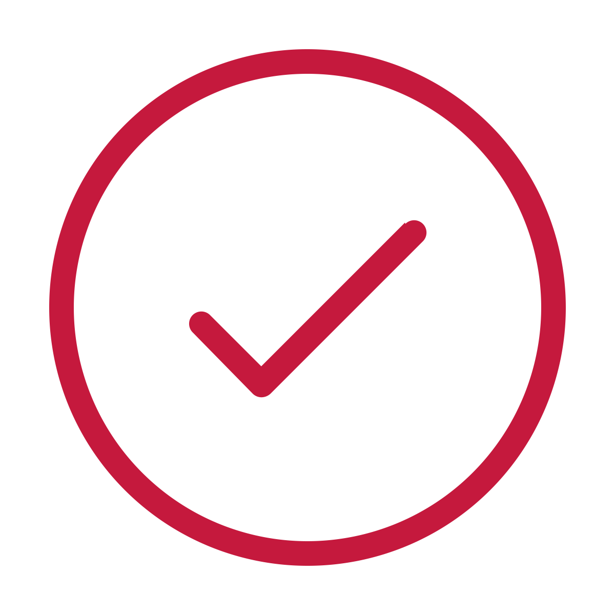 Red circle with a checkmark inside.