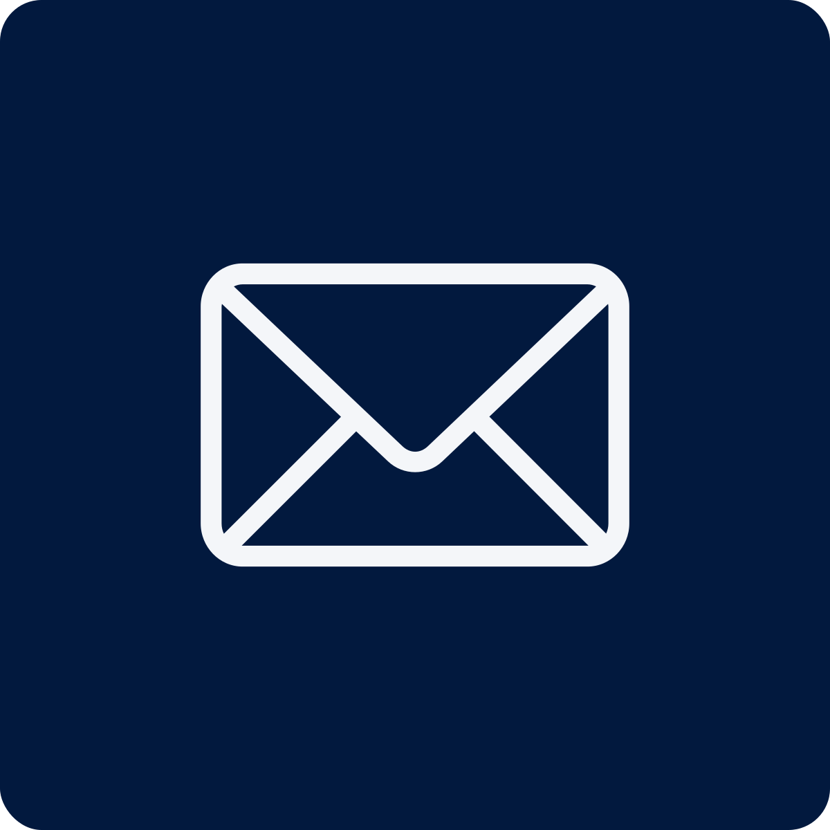 Icon of an envelope on a dark blue background.