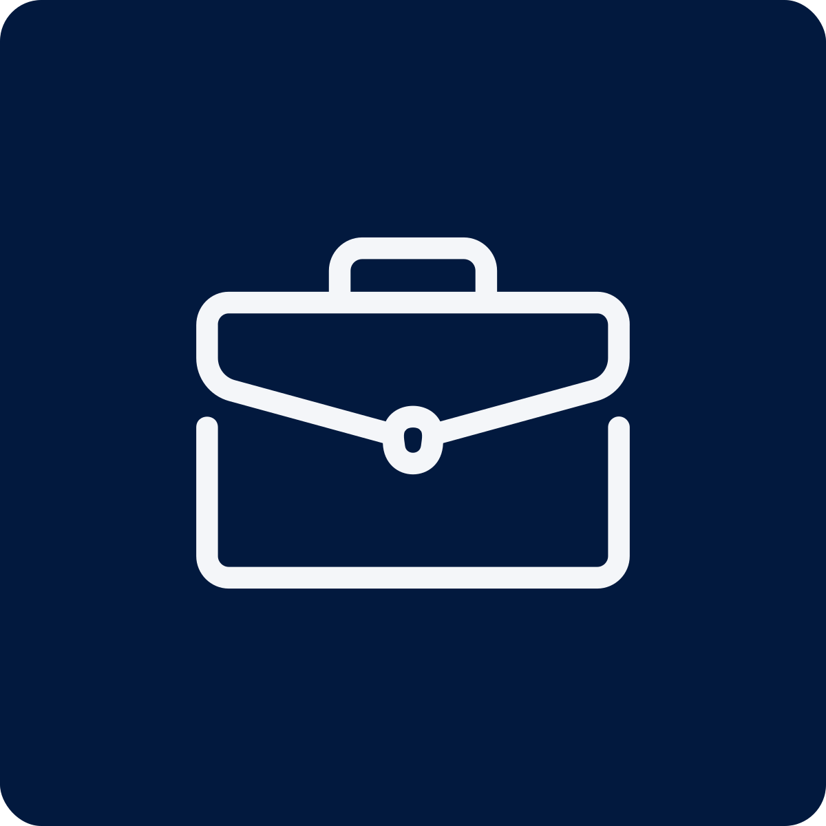 Icon of a briefcase on a dark blue background.