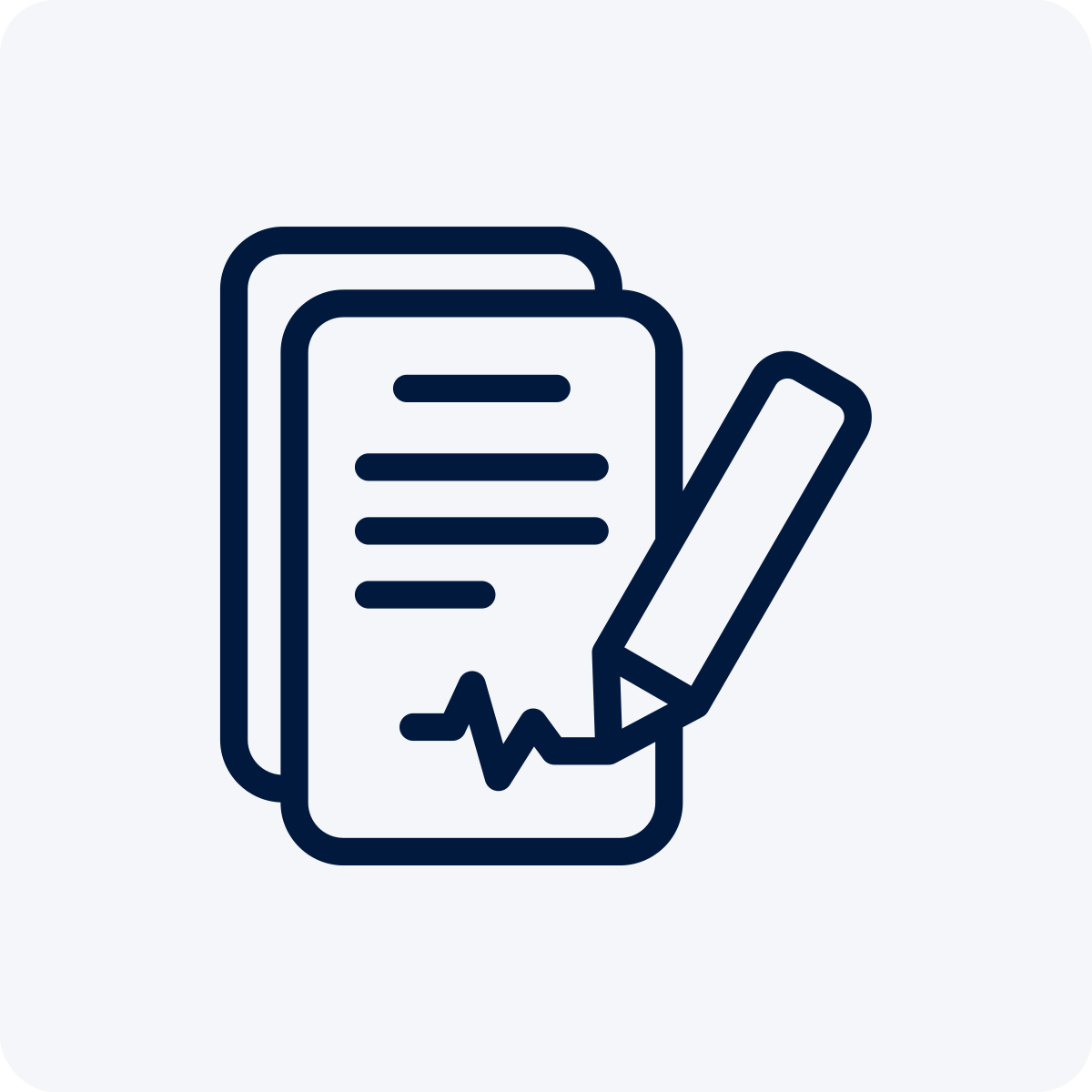 Icon of a smartphone with a medical document and a pen