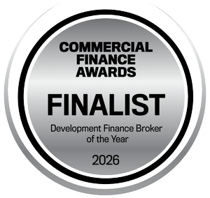 Commercial Finance Awards 2026 finalist badge, Development Finance Broker of the Year.
