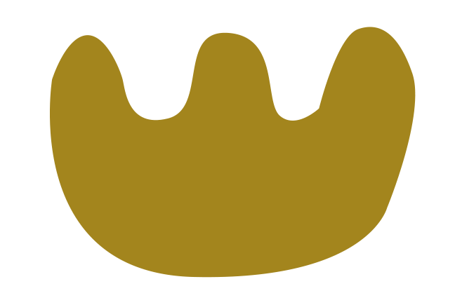 Close-up of a biomorphic object, mustard colour