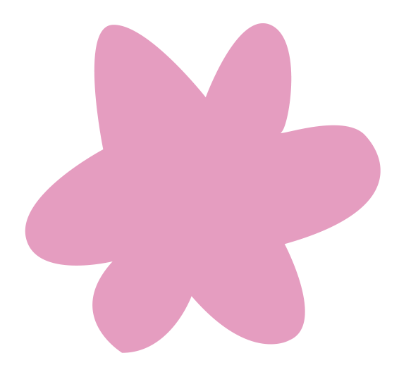 Pink flower-shaped cutout with five rounded petals.
