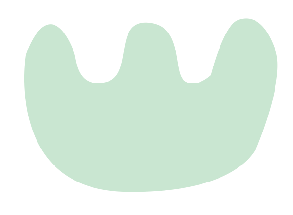 A light green shape resembling a simplified outline of a mustache or a wide smile with three rounded peaks.