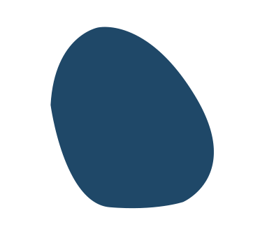 A blue, rounded, triangular-shaped object with a small circle on top, resembling a stylized mountain or abstract figure.
