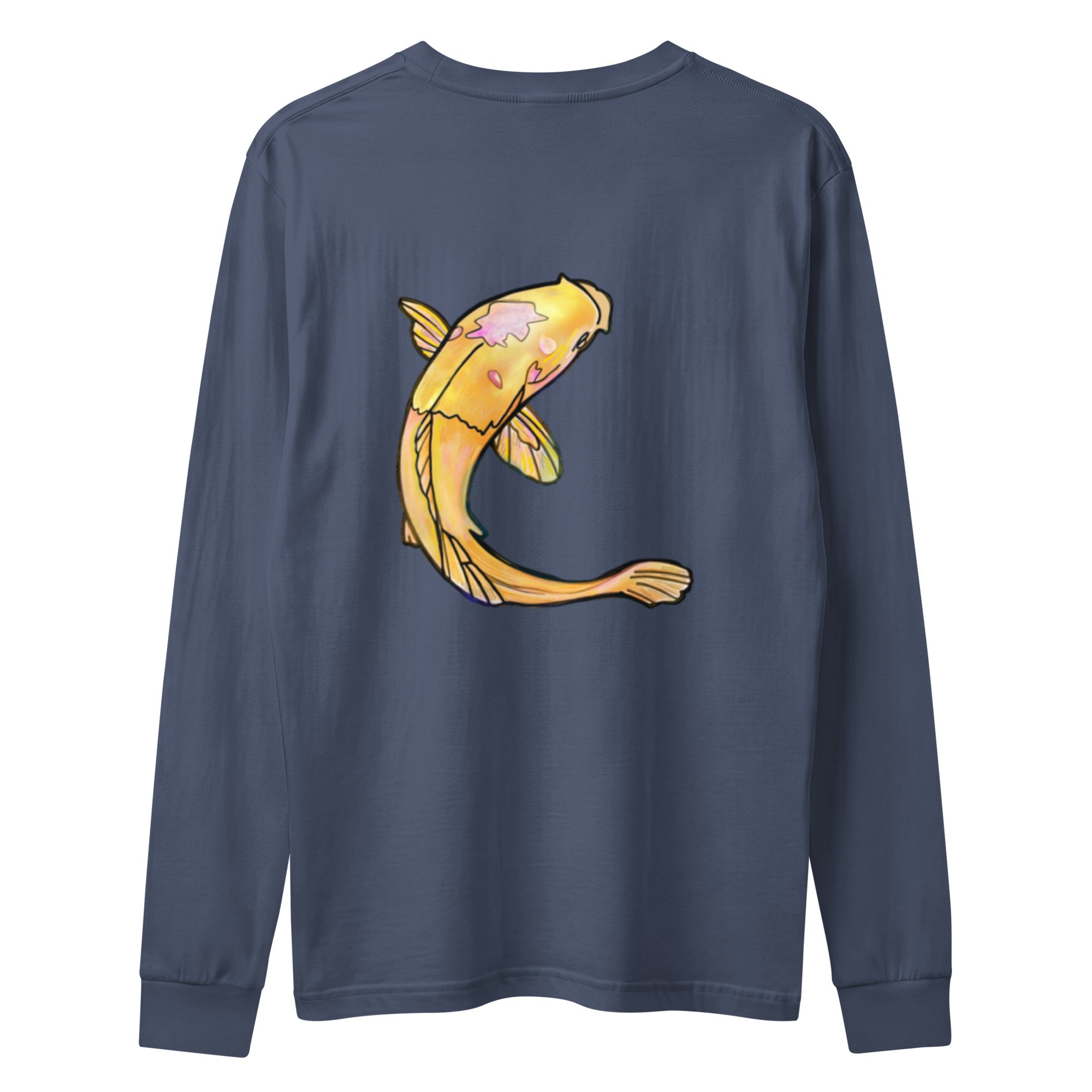 Design on back - Fish garment dyed heavyweight long sleeve tee