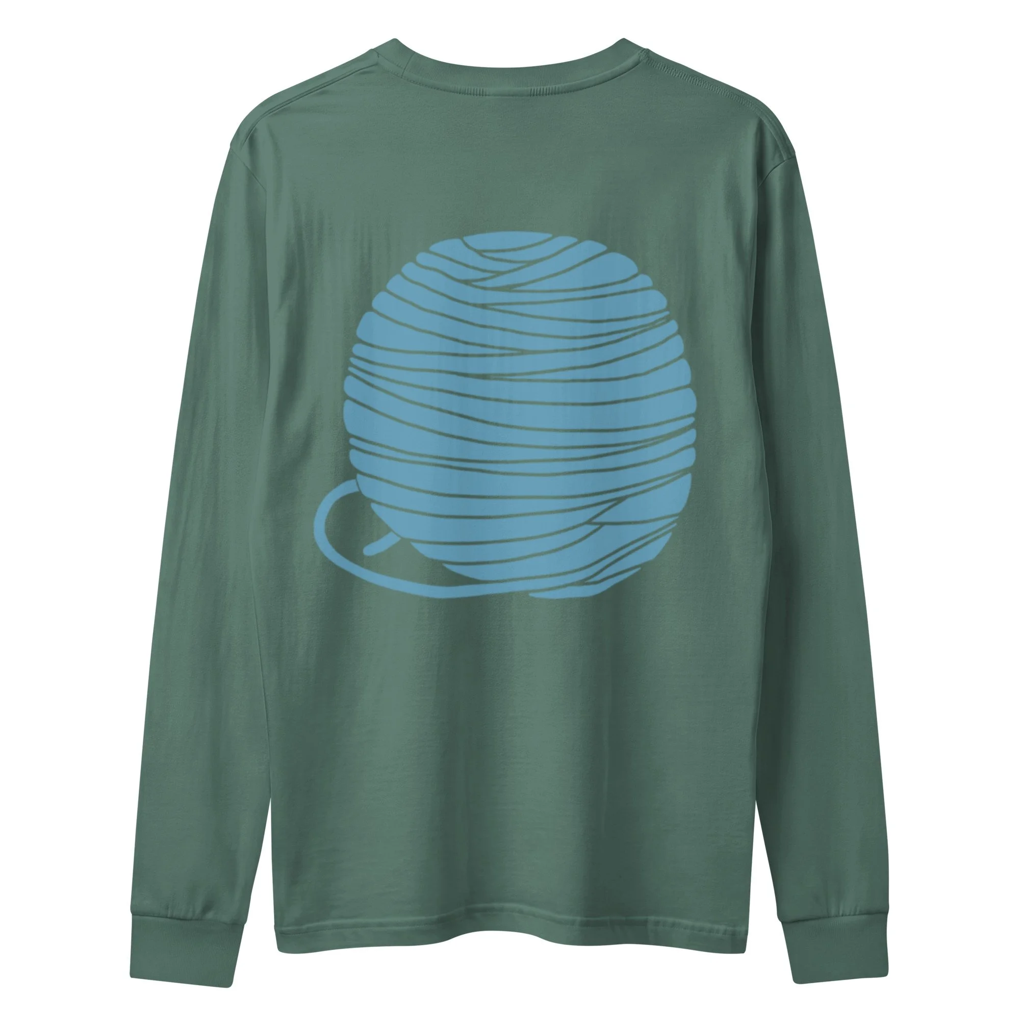 Design on back - Knitter's unisex garment dyed heavyweight long sleeve tee