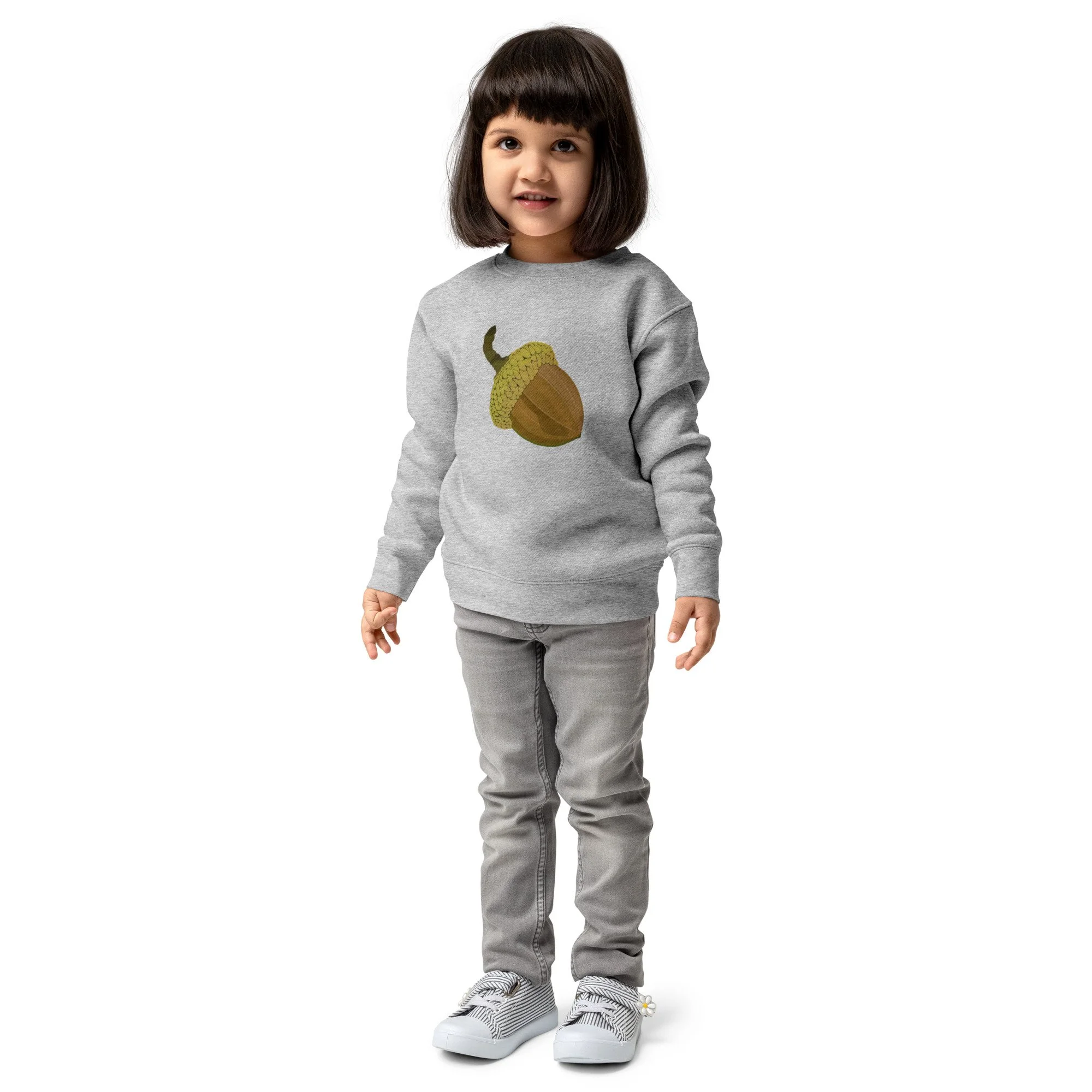 Gray heather acorn kids crew neck sweatshirt