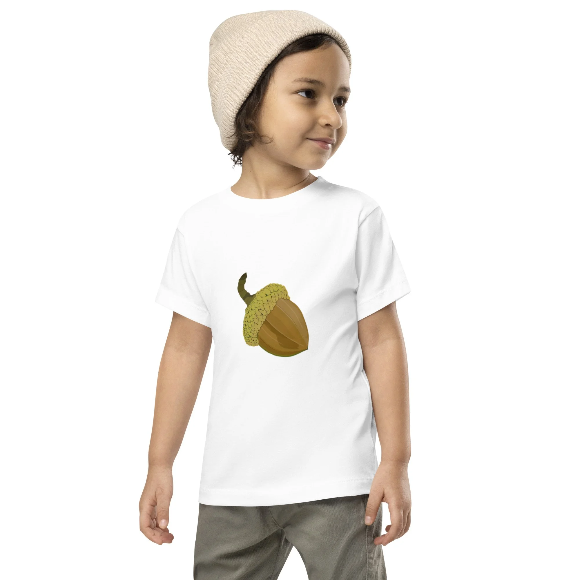 White acorn toddler short sleeve tee