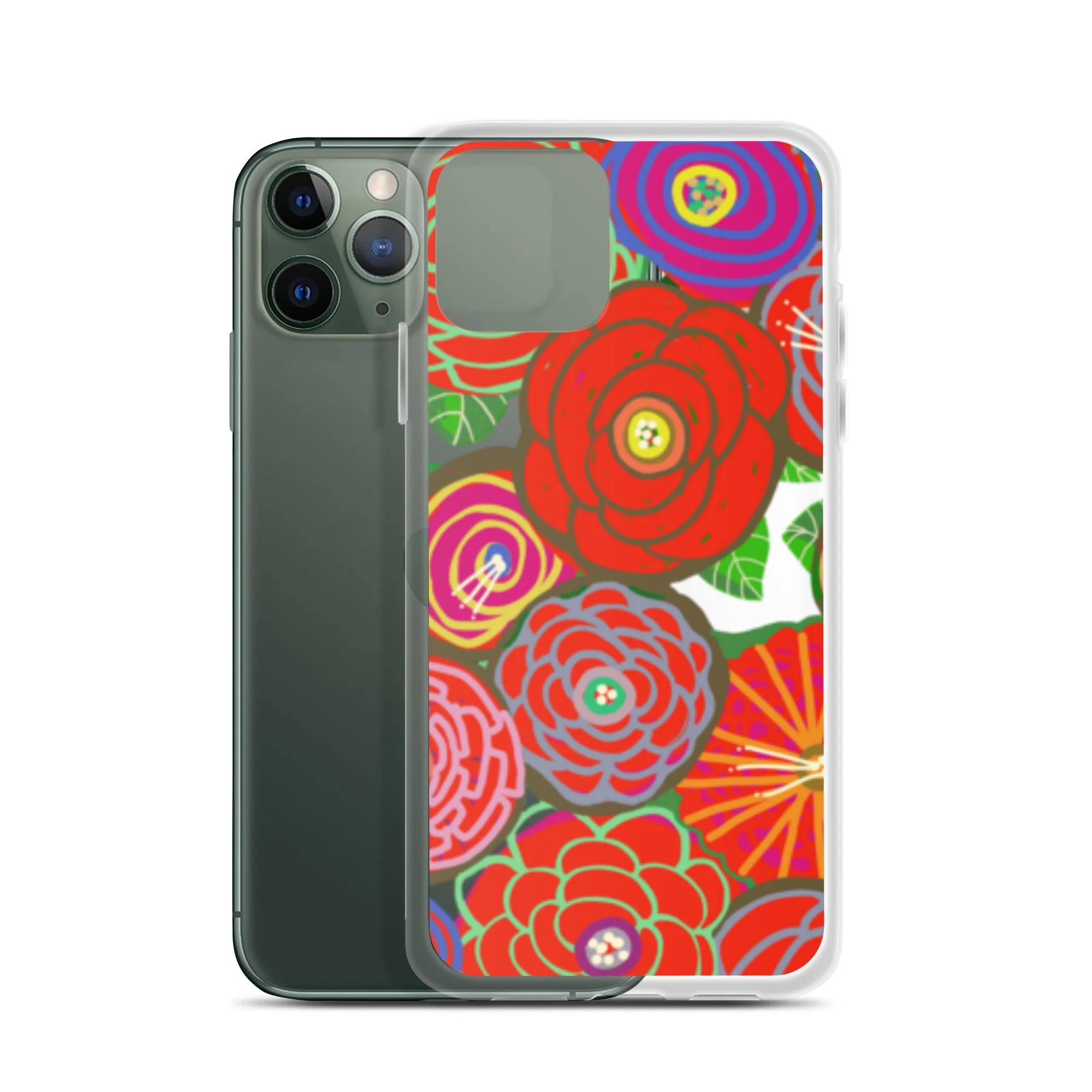 Red flowers clear case for iPhone®