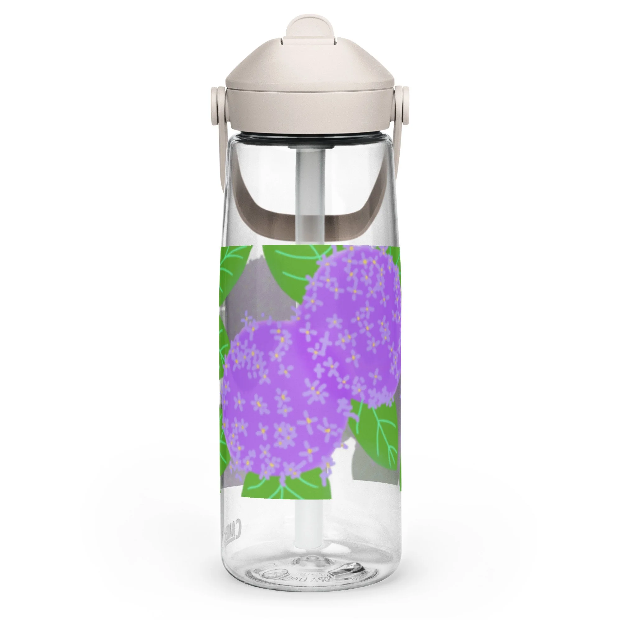 Hydrangea flip straw water bottle