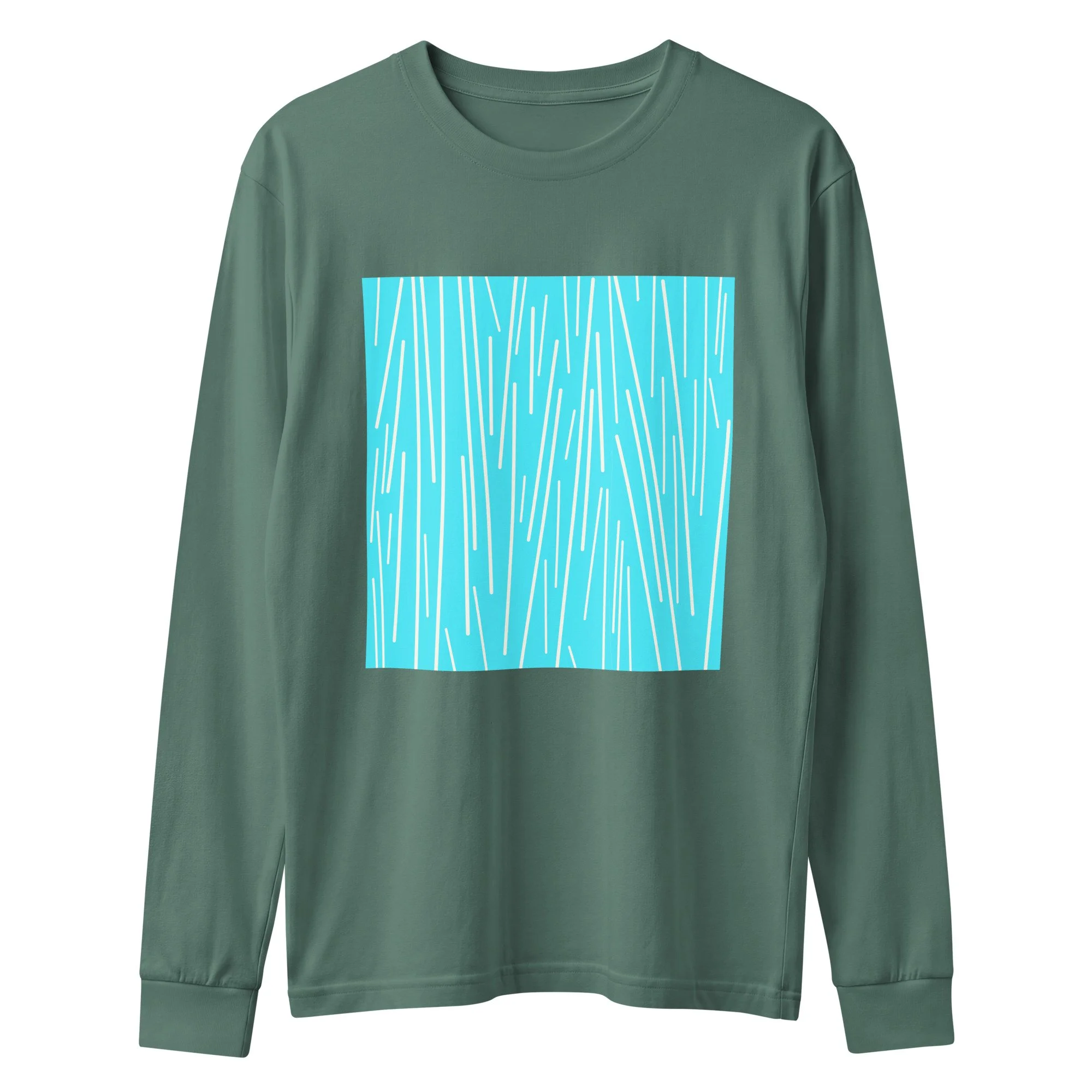 Verde aqua unisex garment dyed heavyweight long sleeve tee