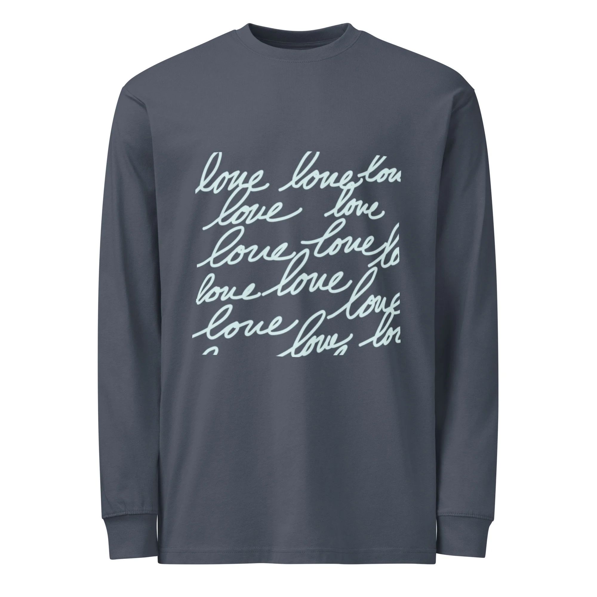 Love cursive men's heavyweight long sleeve t-shirt