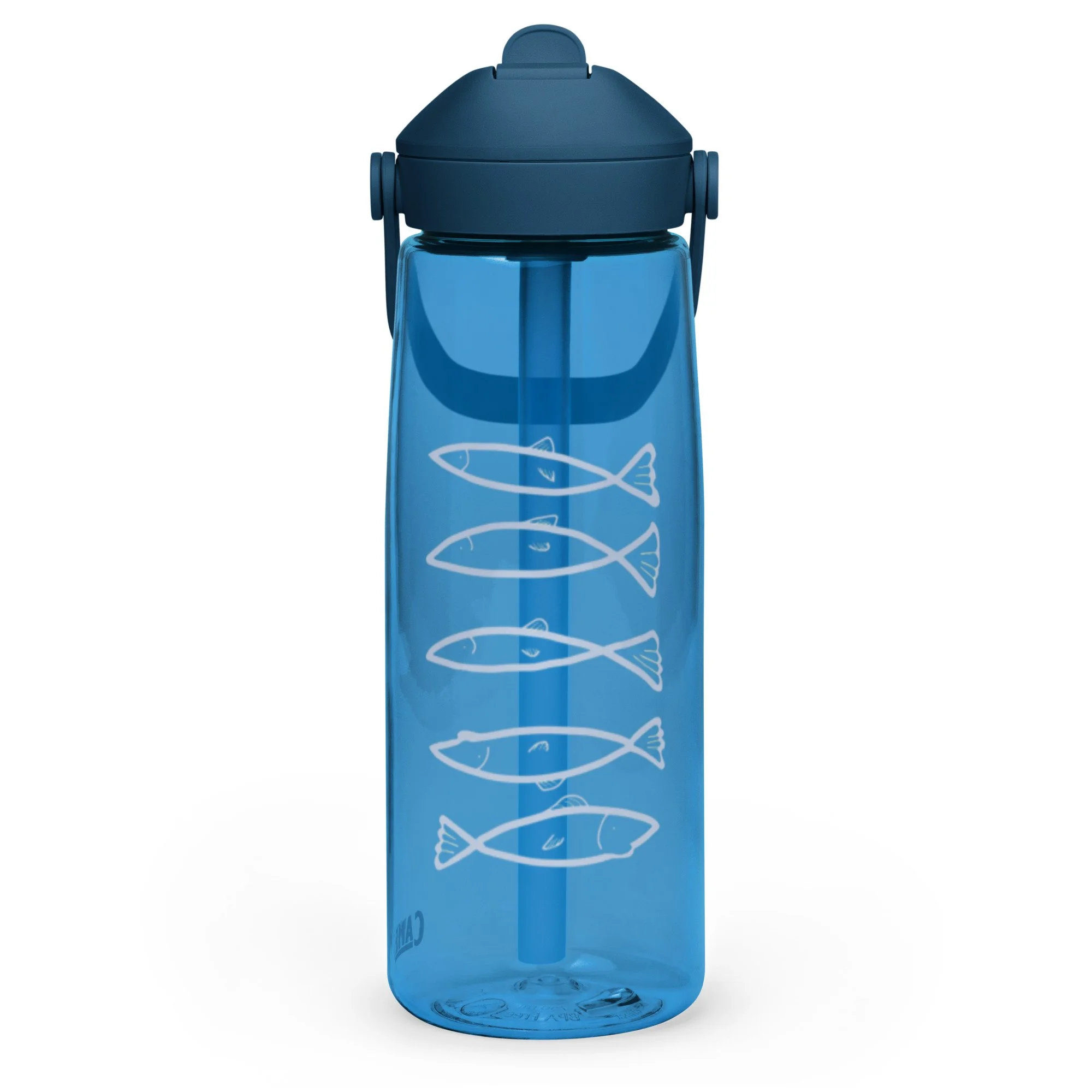 Fish flip straw water bottle