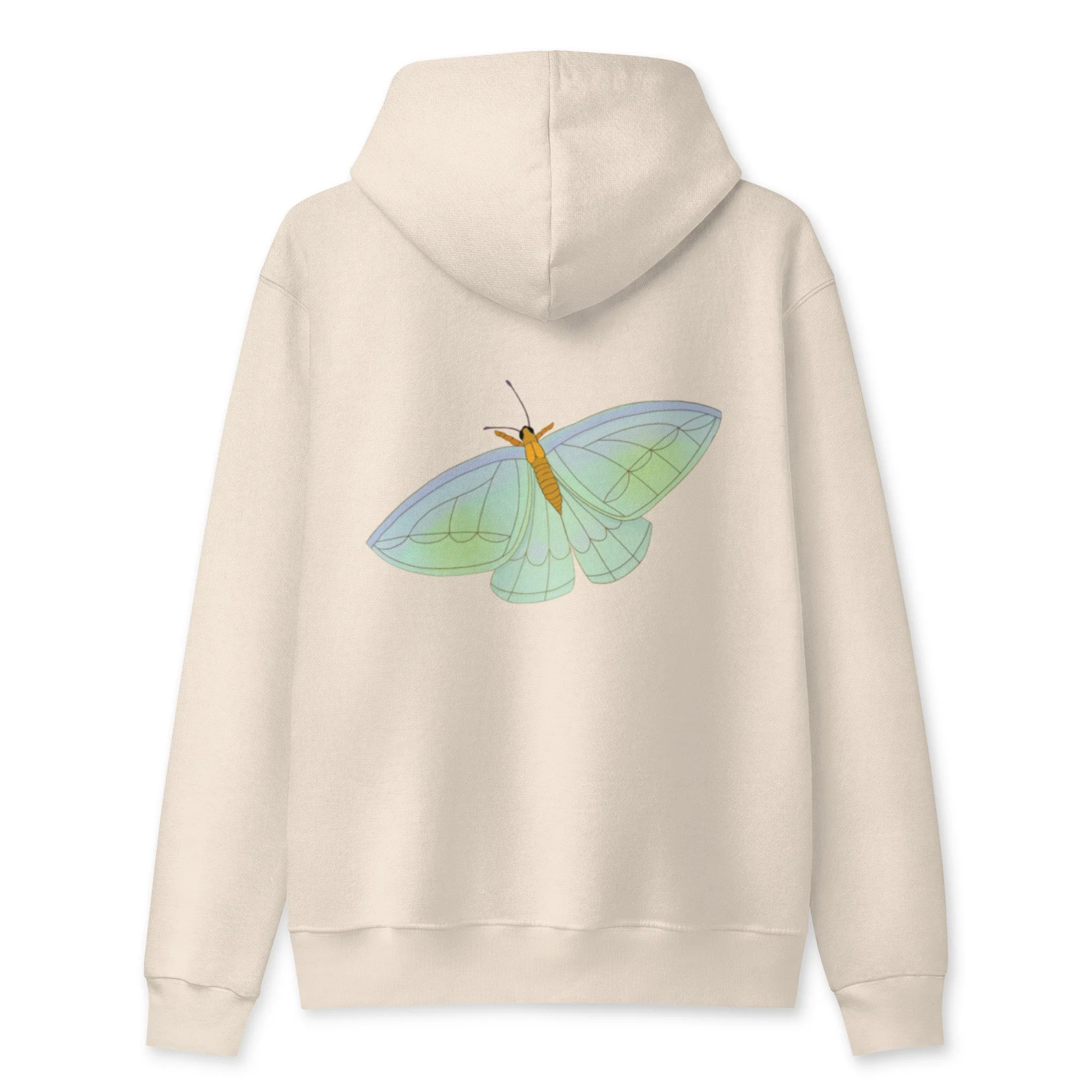 Design on back - blue moth unisex full zip hoodie