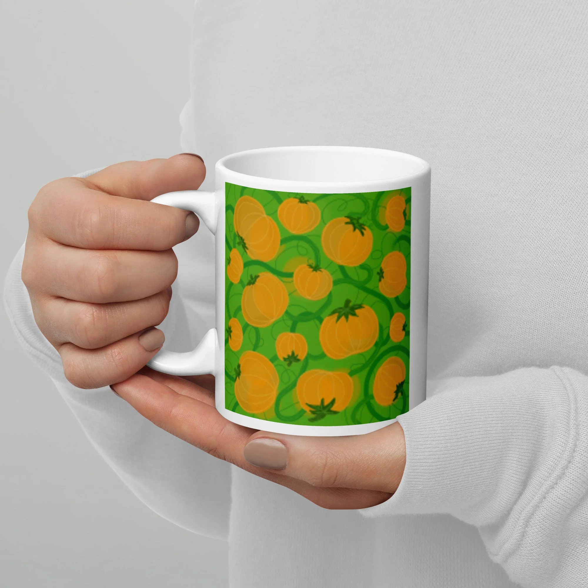 Pumpkin white glossy mug