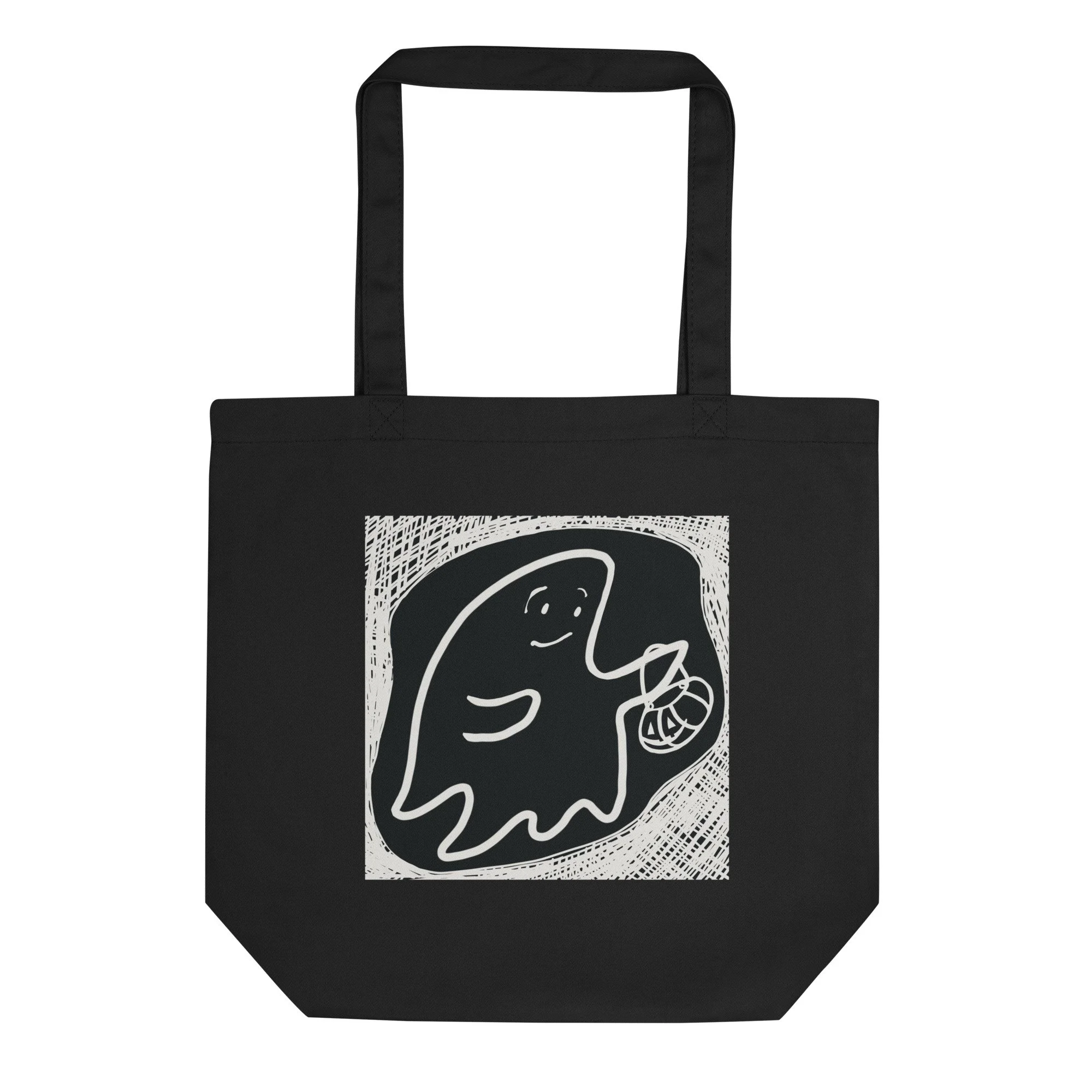 Black Halloween ghost eco tote bag