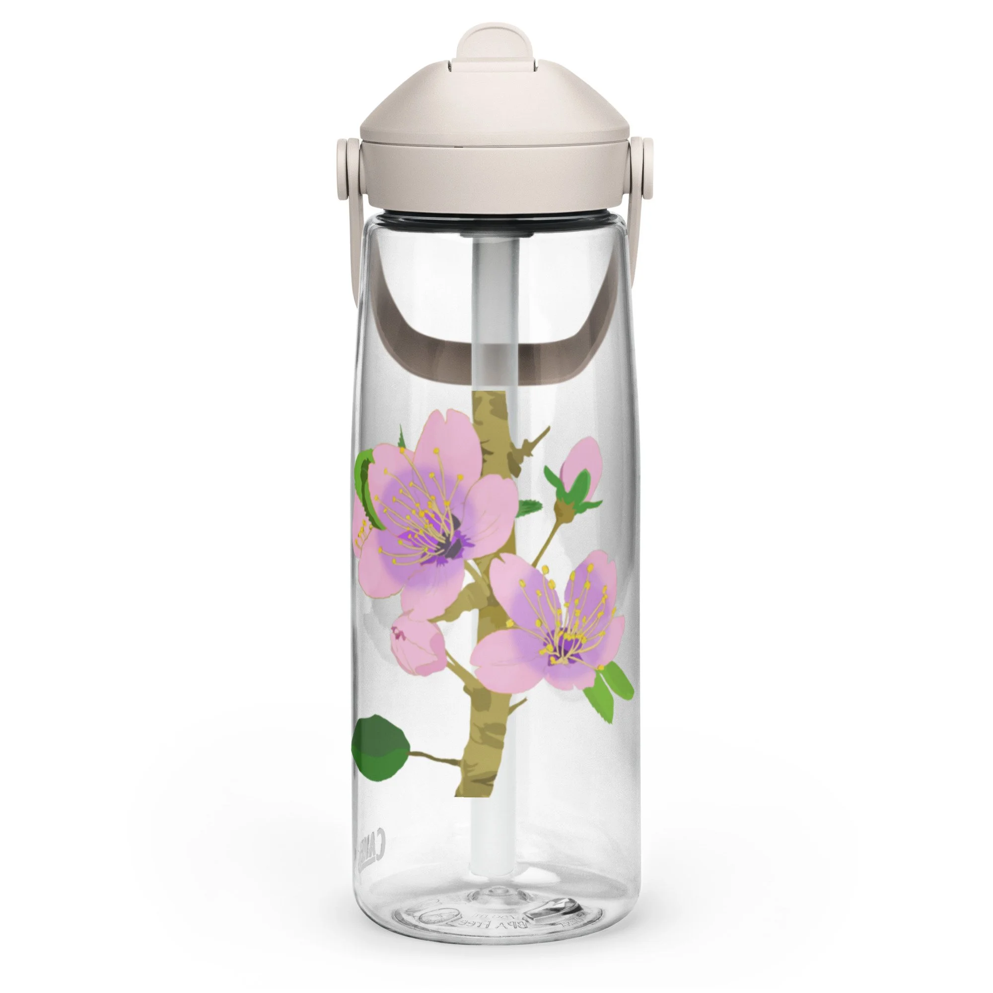 Cherry blossom flip straw water bottle