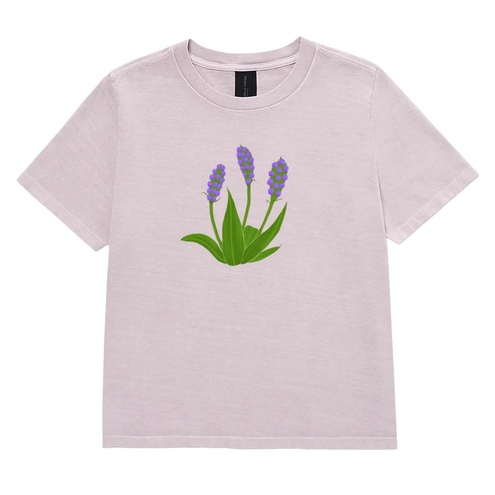 Purple flower women's size heavyweight garment dyed tee