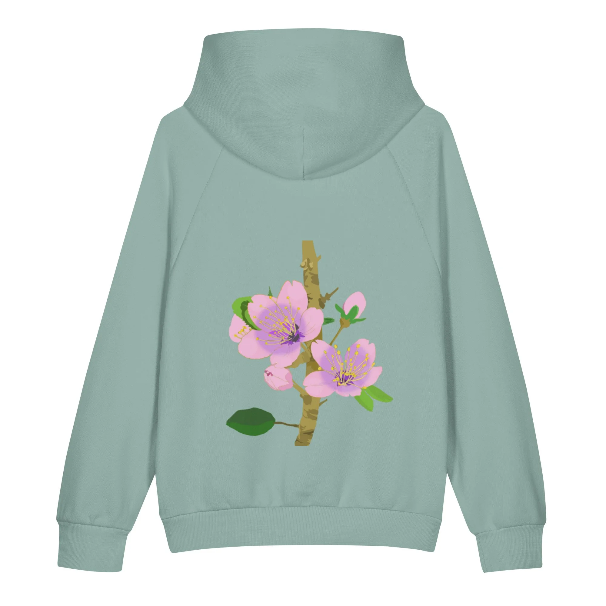 Design on back - cherry blossom adult unisex super heavyweight hoodie