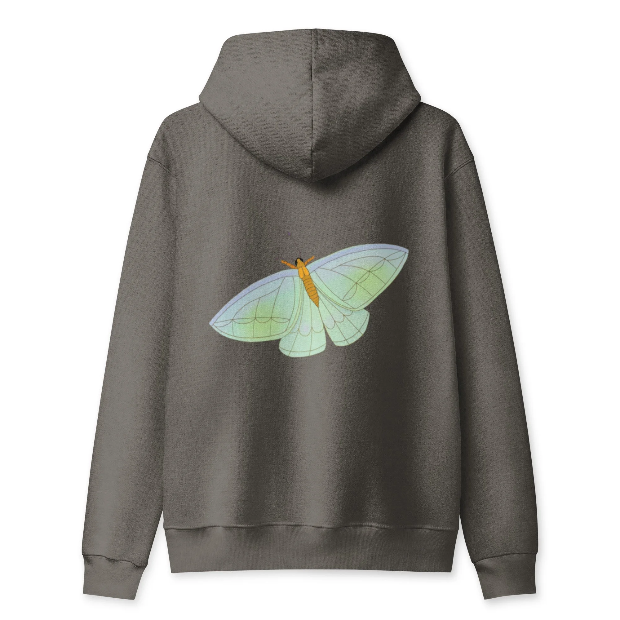 Design on back - light blue moth unisex full zip hoodie