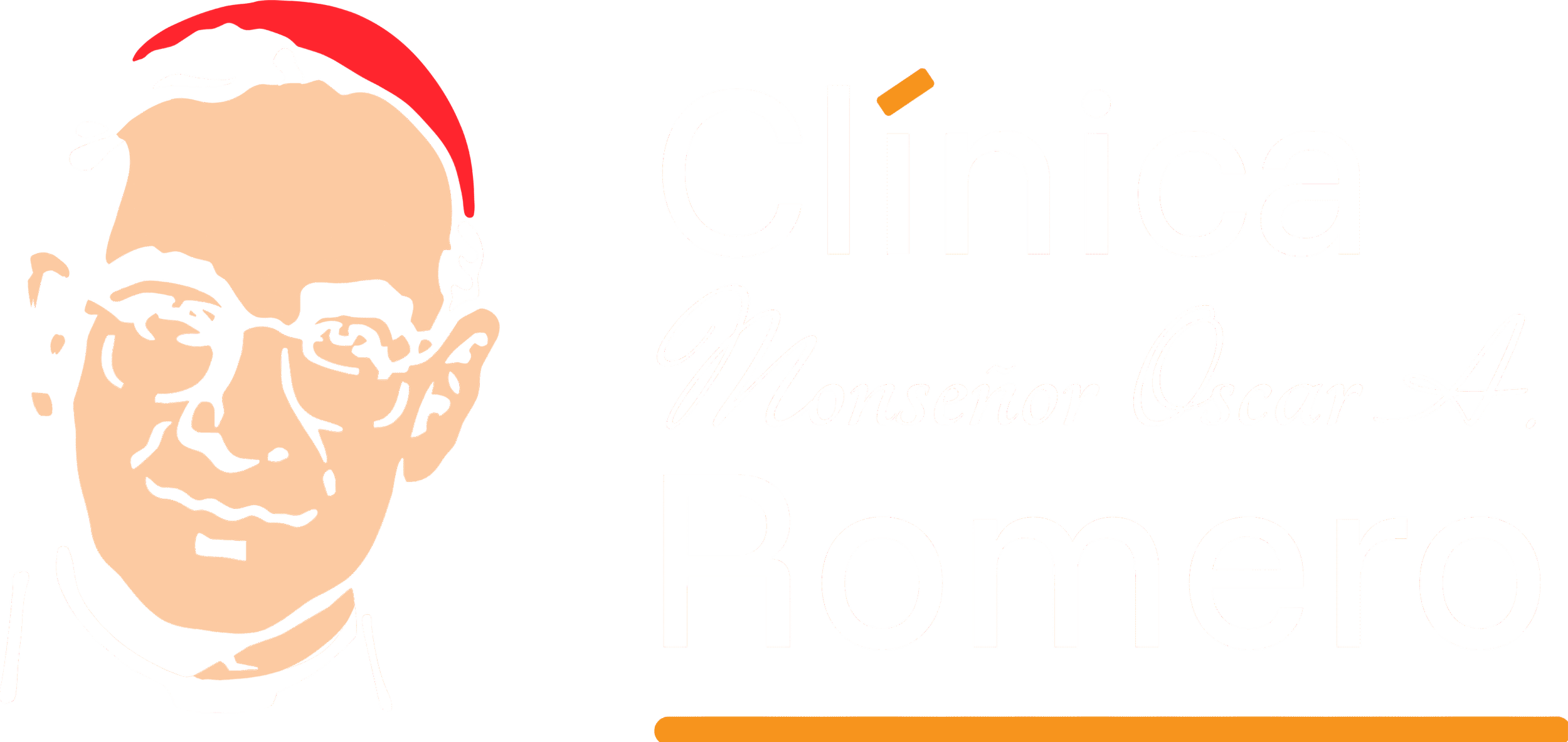 Logo for Clinca Monseñor Oscar A. Romero featuring a stylized portrait of Archbishop Oscar Romero and text with his name.