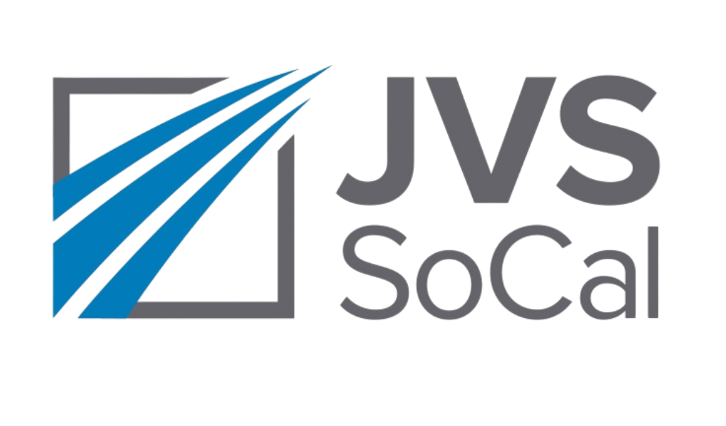Graphic logo with colorful lines and the text 'JVS Social'