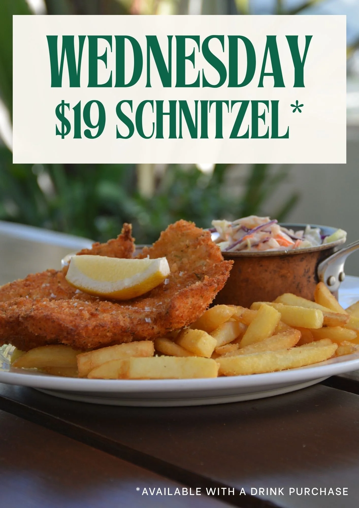 $19 Schnitzel Wednesday Bistro Special