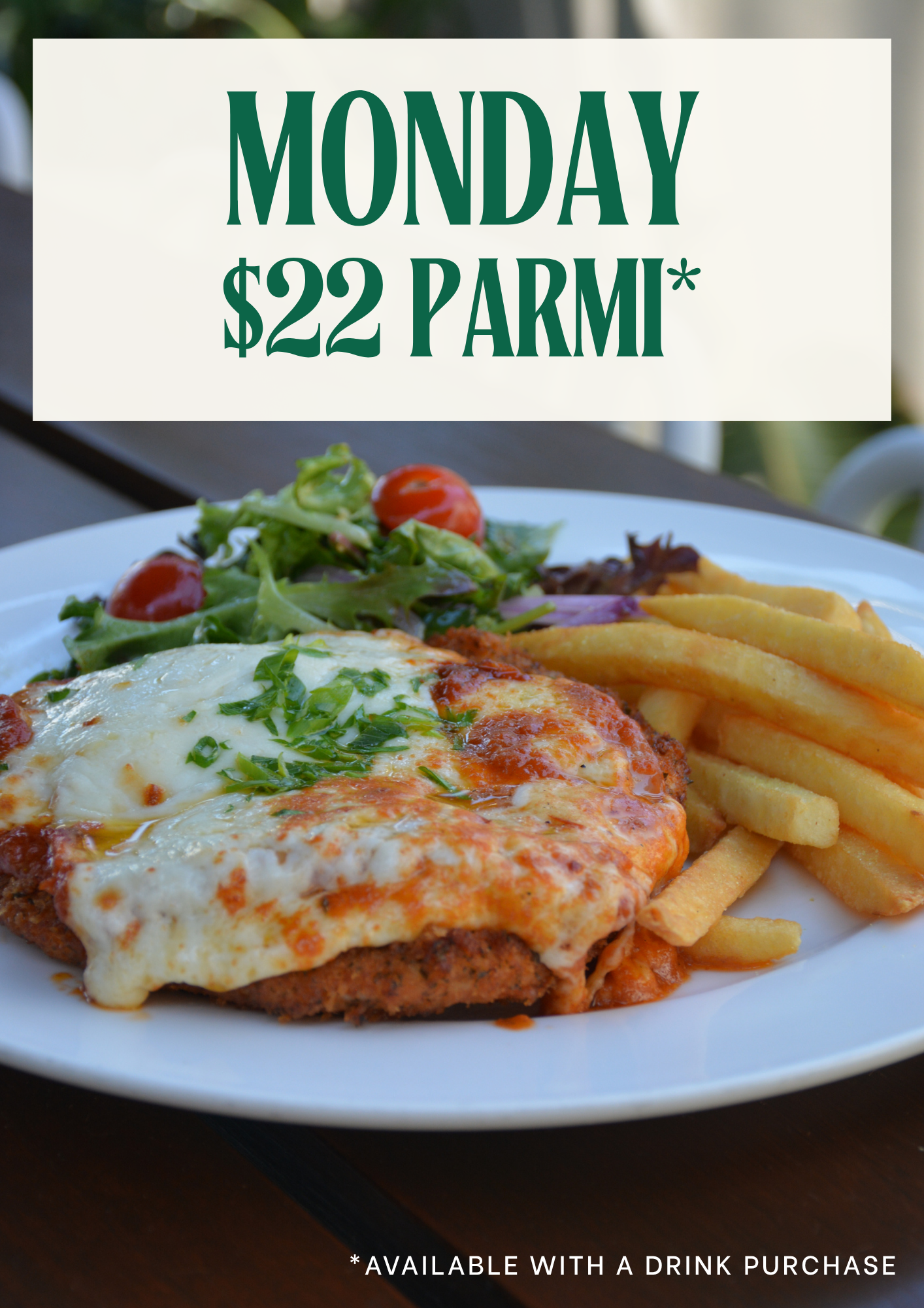 Monday Bistro Special -$22 Parmigiana