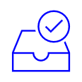 Icon of a person with a checkmark inside a circle above their head
