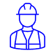 Line drawing of a person wearing glasses and a jacket.