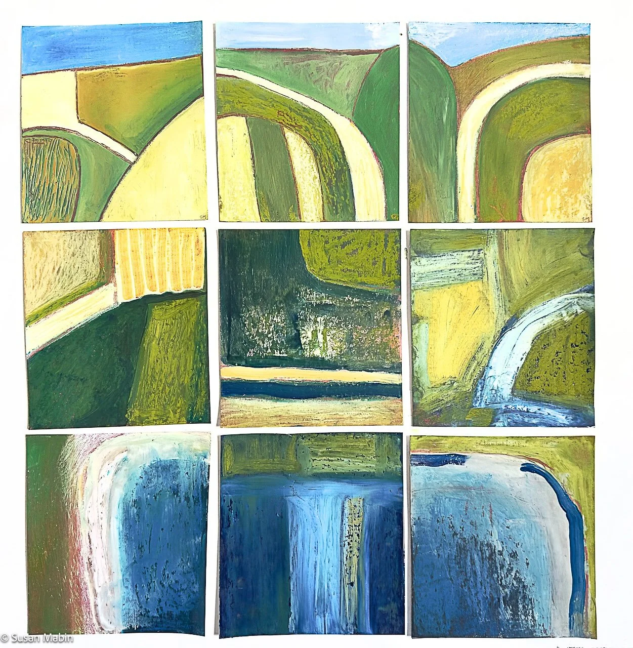 Faroe Islands. 2025.  9 mixed media drawings on paper.  500mm x 500mm. Unframed