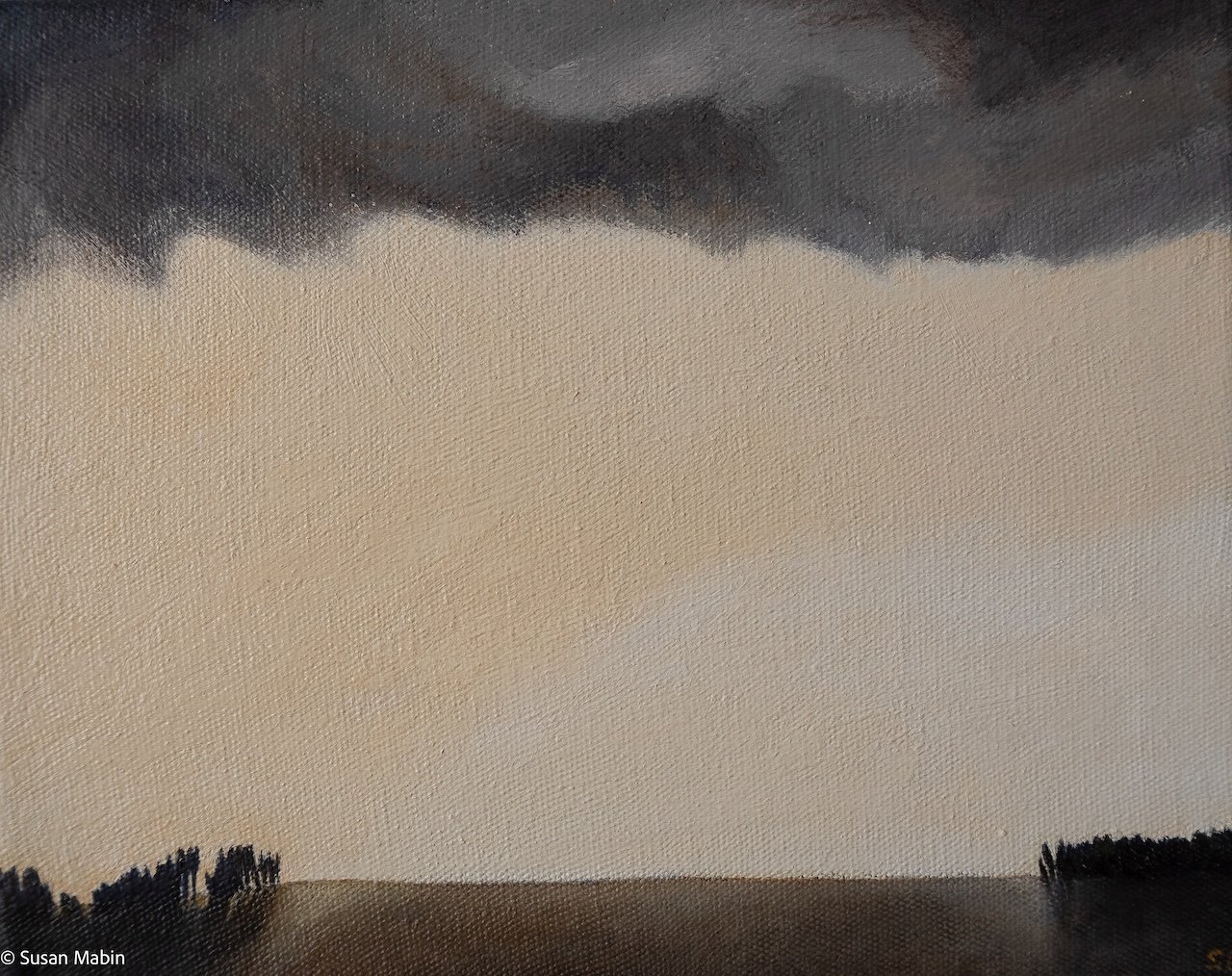 Motuoapa horizon. 2025.  Oil on Canvas
200mm x 255mm.  