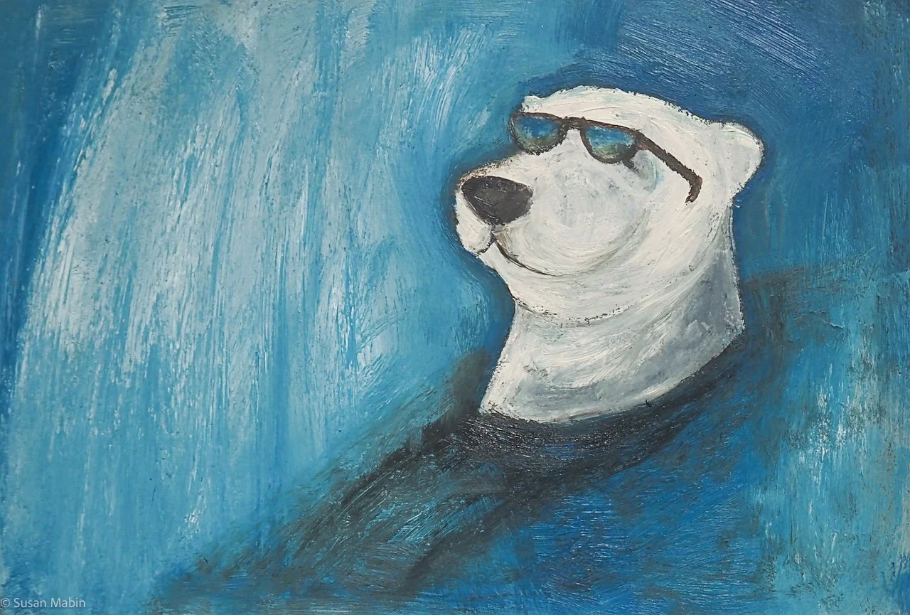 Thank goodness for the sunglasses said the Polar Bear Head (in the shop window)
