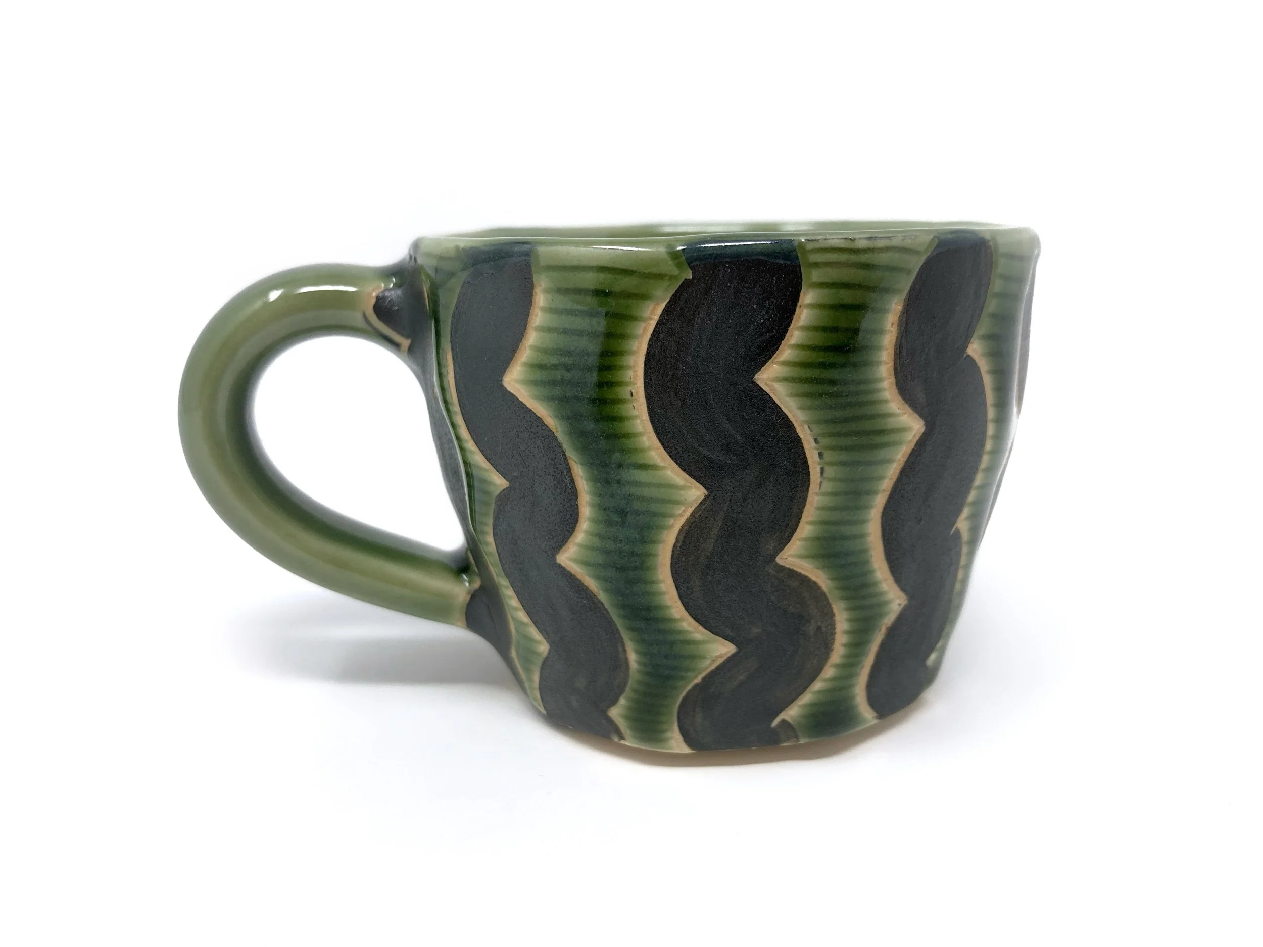Espresso Cup, Green Squiggle, 2023