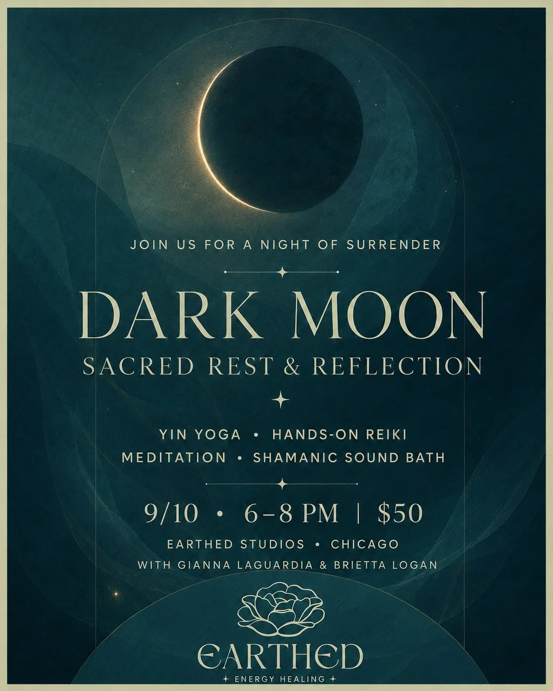 Our next event at Earthed is on its way! Join @ancientthread_bybriettalogan &amp; @inliminalflow for a night of restorative yoga, reiki, &amp; shamanic sound healing! 

Tickets in the bio ✨

#chicagoevents #soundhealing #reiki #yoga #chicago